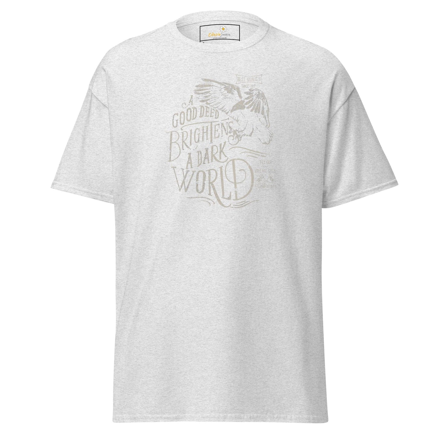 White T-shirt with graphic design, suitable for men and women in sizes S to XL