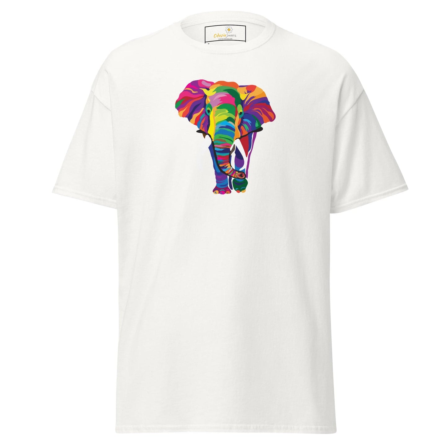 Unisex classic t-shirt - WILD LIFE ELEPHANT COLORFUL - REGULAR - White / S