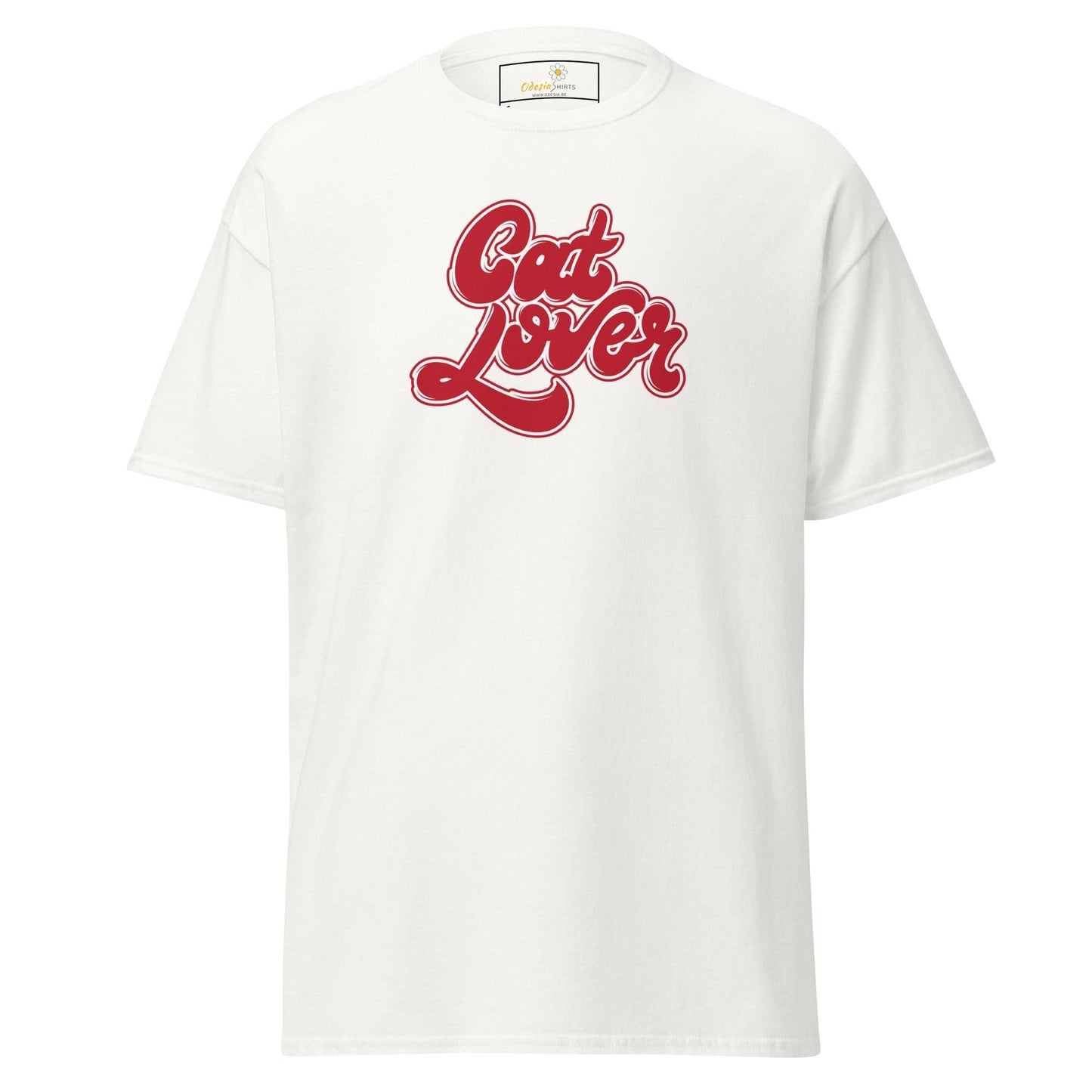 White T-shirt with Cat Lover text from T-SHIRT DESIGN TEE for Man and Woman sizes S to XL