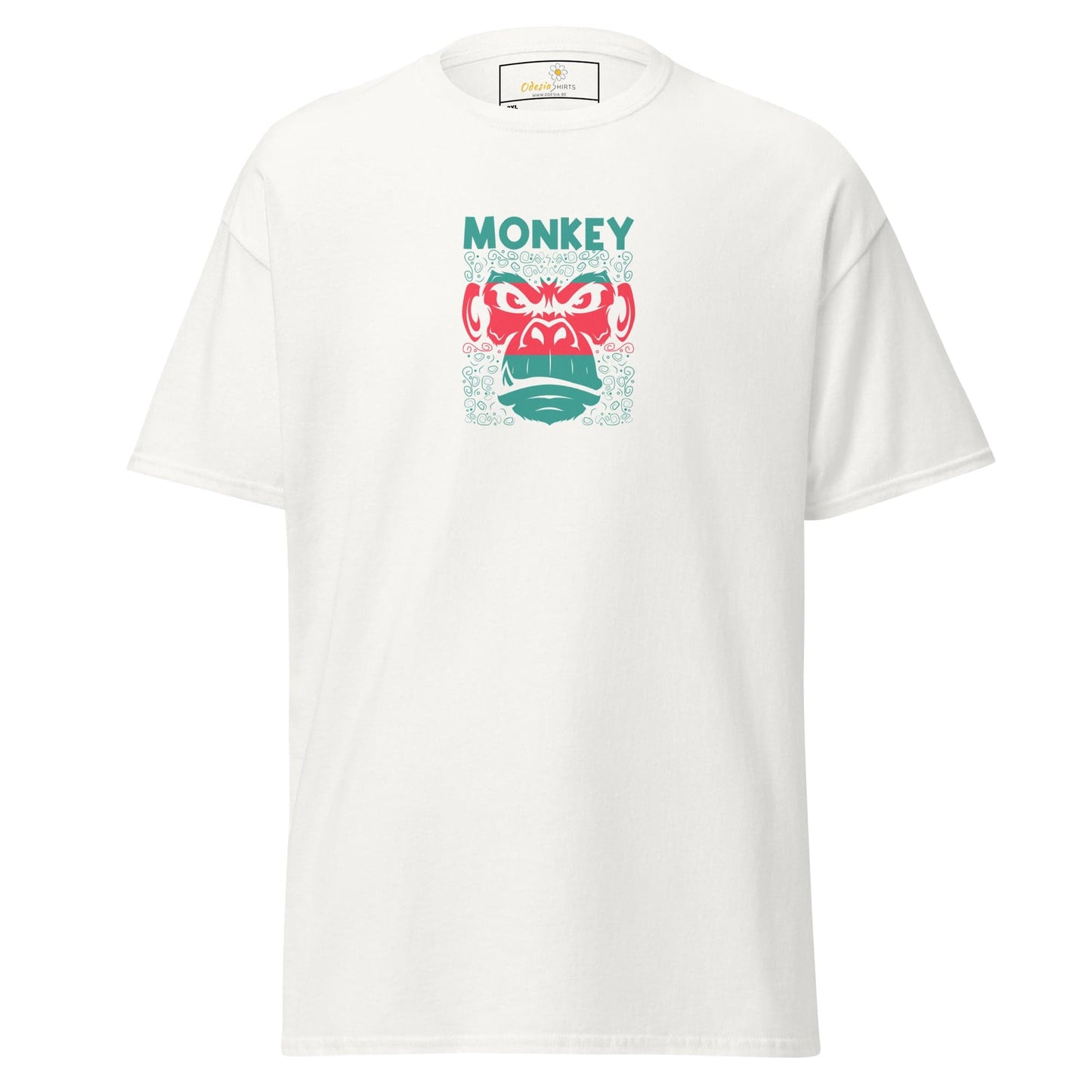 White T-shirt with monkey graphic from T-SHIRT DESIGN TEE for Men and Women in 2XL to 5XL