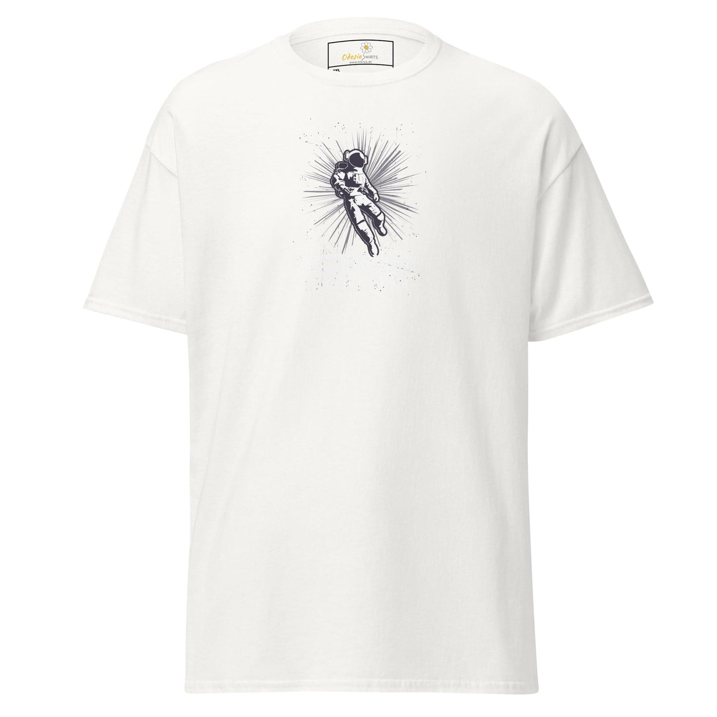 White T-shirt with astronaut graphic from T-SHIRT DESIGN TEE for Men and Women in sizes 2XL to 5XL