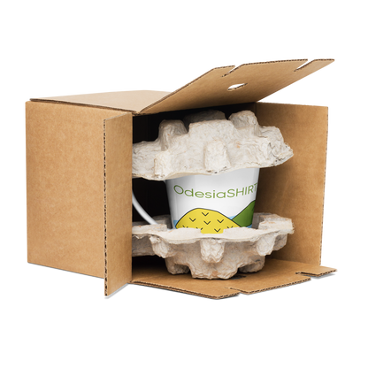 Cartoon Landscape Mug Latte Island Design