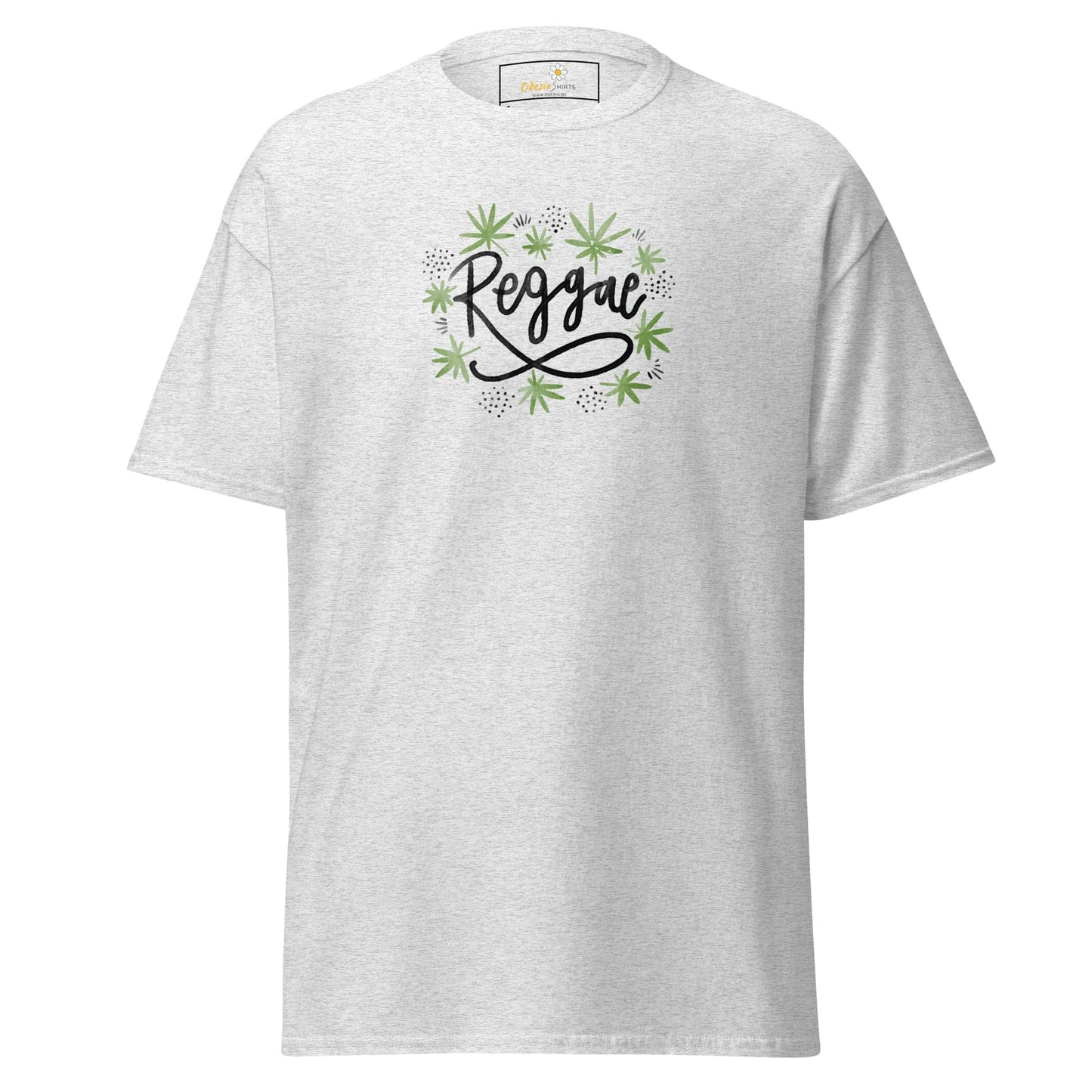 Unisex classic t-shirt - MUSIC REGGAE LEAVES - REGULAR - Ash / S