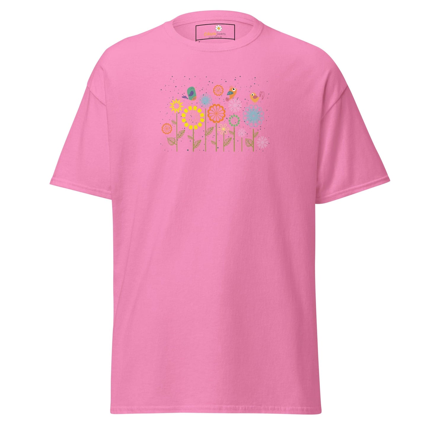 Unisex classic tee - ANIMALS BIRDS ON FLOWERS - REGULAR - Azalea / S