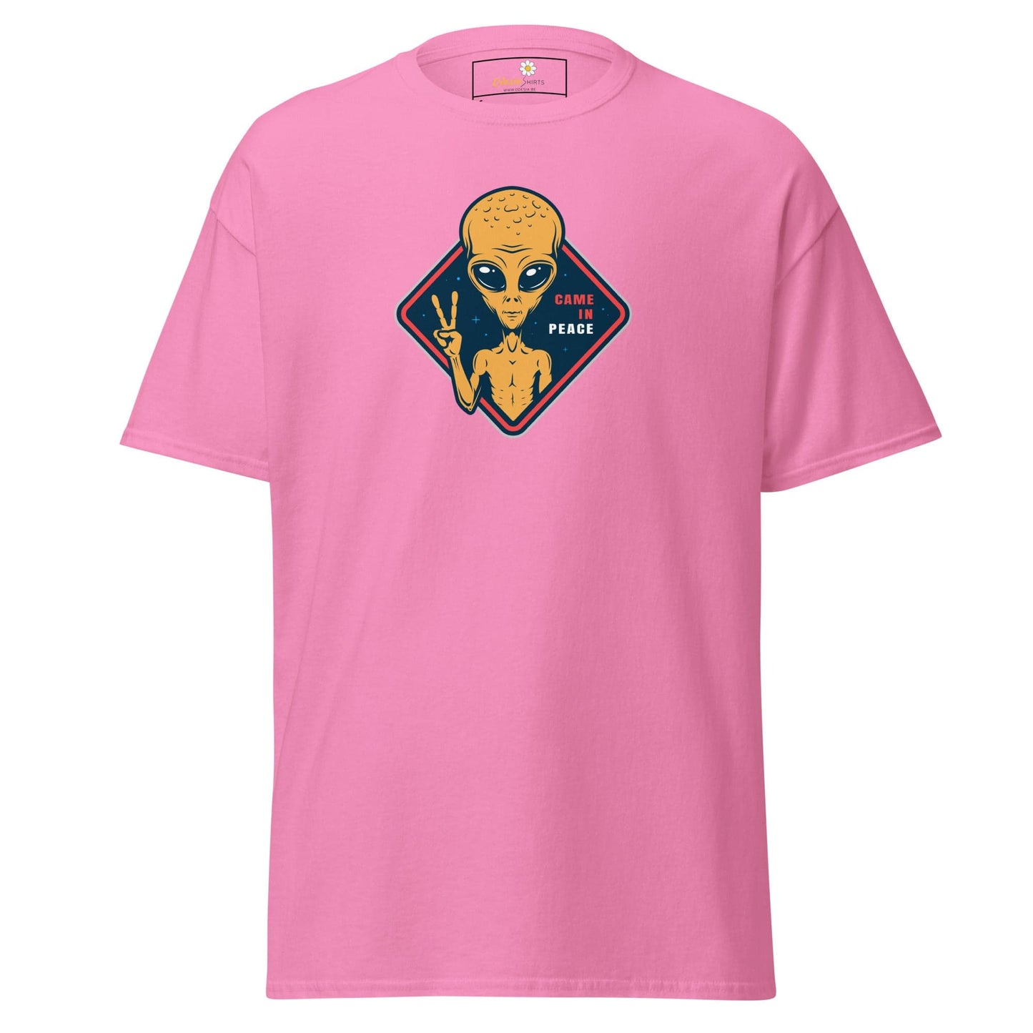 Unisex classic t-shirt - SPACE ALIENS COME IN PEACE - REGULAR - Azalea / S