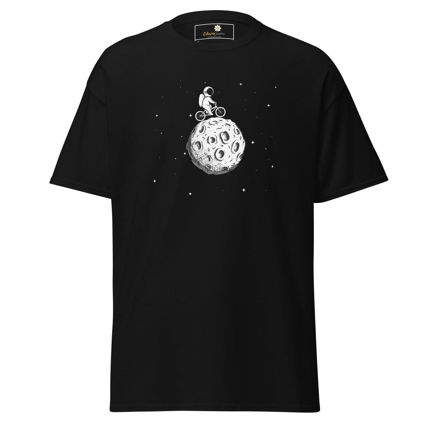 Unisex classic t-shirt - ASTRONAUT RIDING BIKE MOON - REGULAR - Black / S