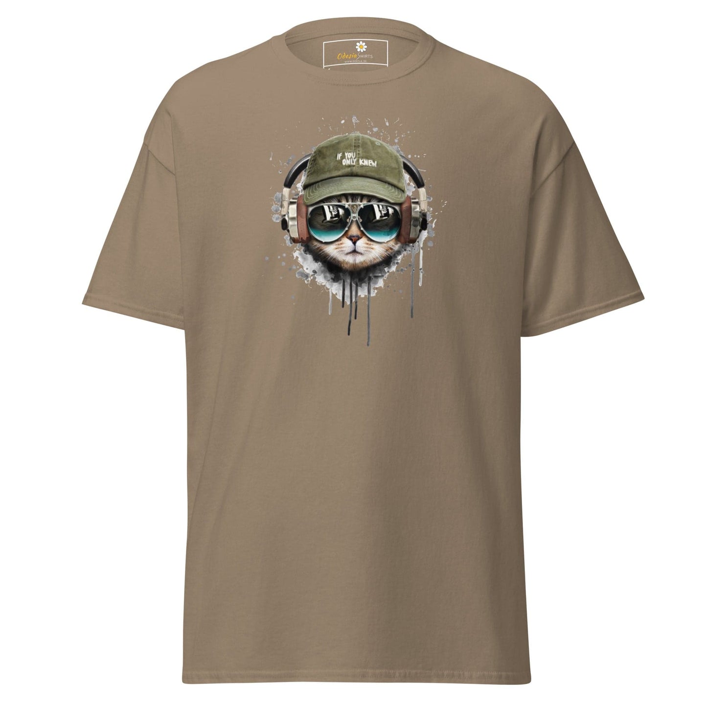 Unisex classic t-shirt - ANIMALS MUSIC CAT HAT - REGULAR - Brown Savana / S