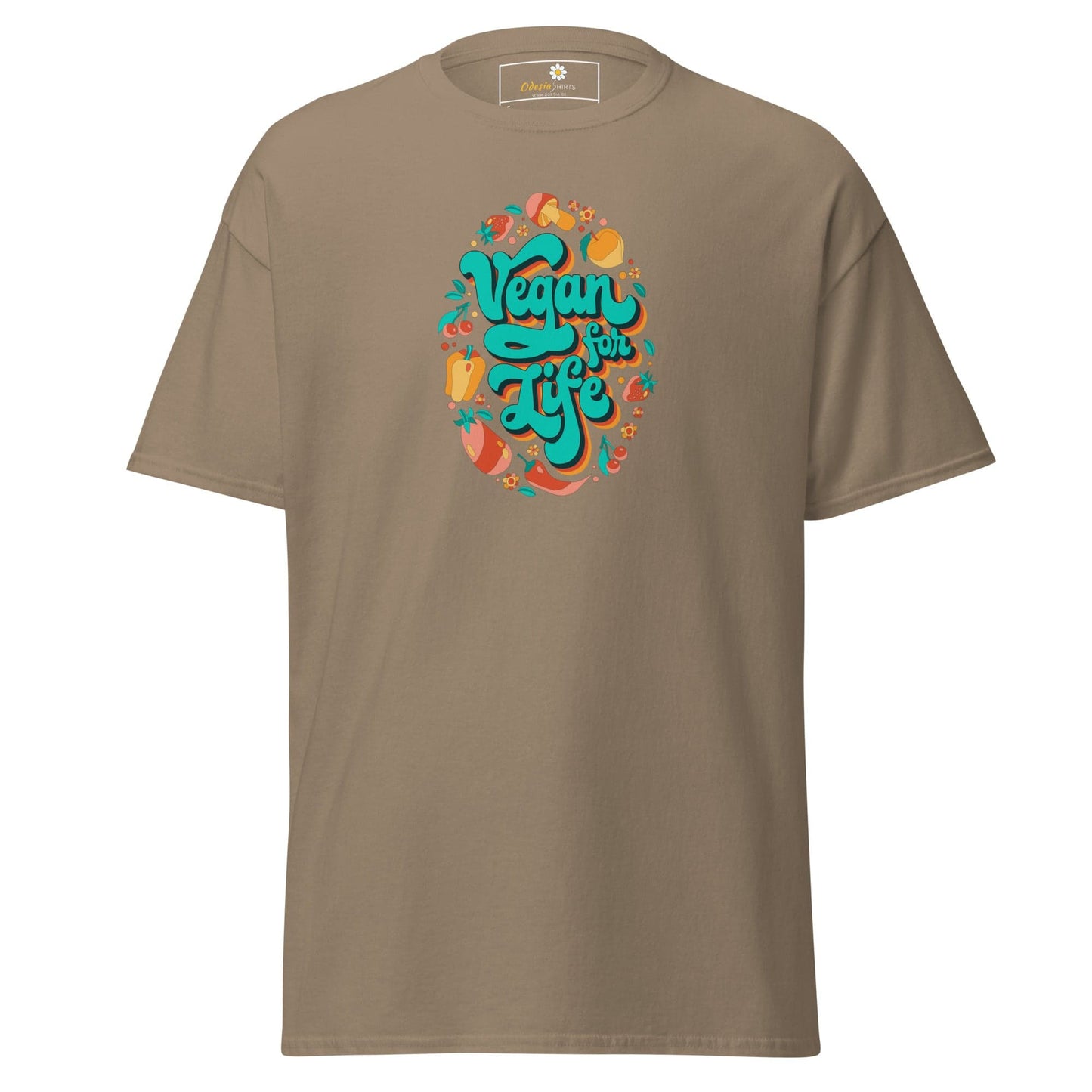 Unisex classic t-shirt - VEGAN FOR LIFE - REGULAR - Brown Savana / S