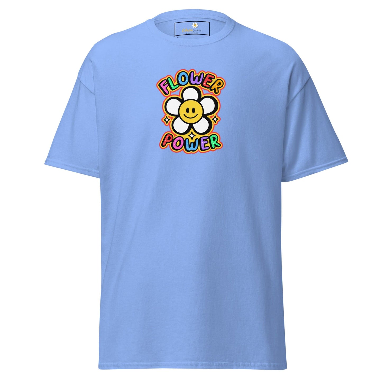 Unisex classic t-shirt - POSITIVE FLOWER POWER - REGULAR - Carolina Blue / S