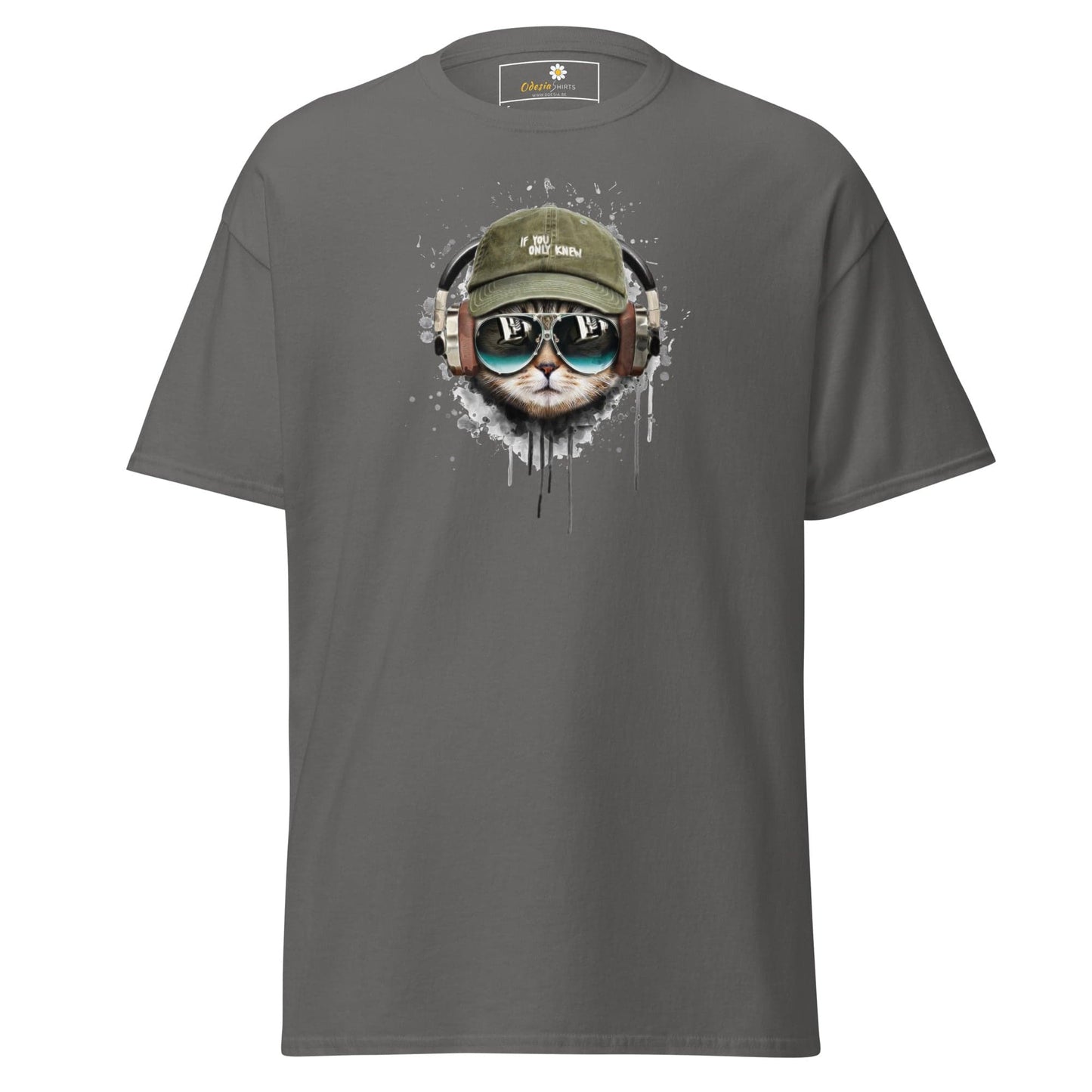 Unisex classic t-shirt - ANIMALS MUSIC CAT HAT - REGULAR - Charcoal / S