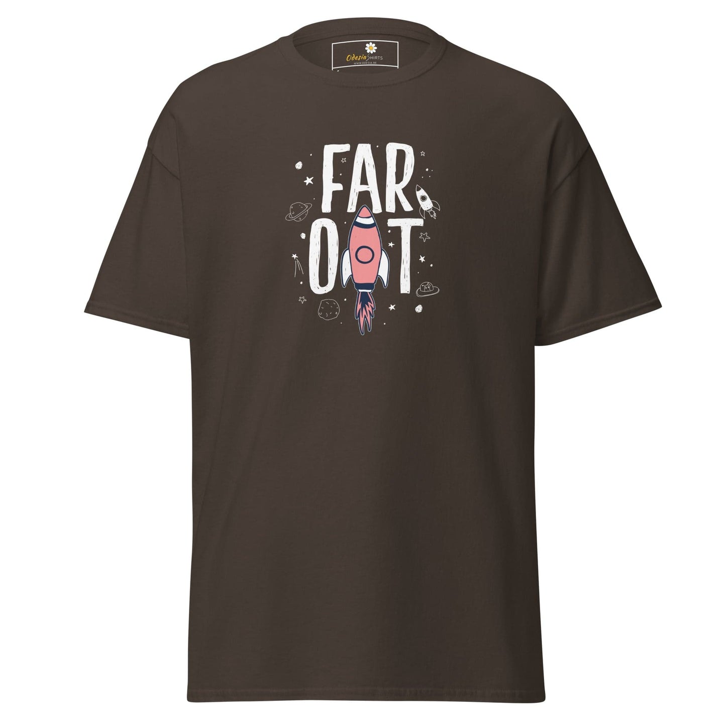 Unisex classic t-shirt - SPACE FAR OUT - REGULAR - Dark Chocolate / S