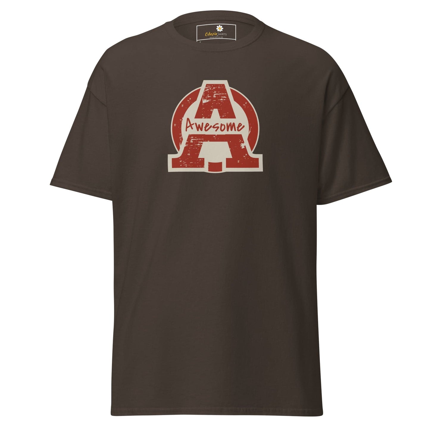 Unisex classic t-shirt - TEXT AWESOME - REGULAR - Dark Chocolate / S
