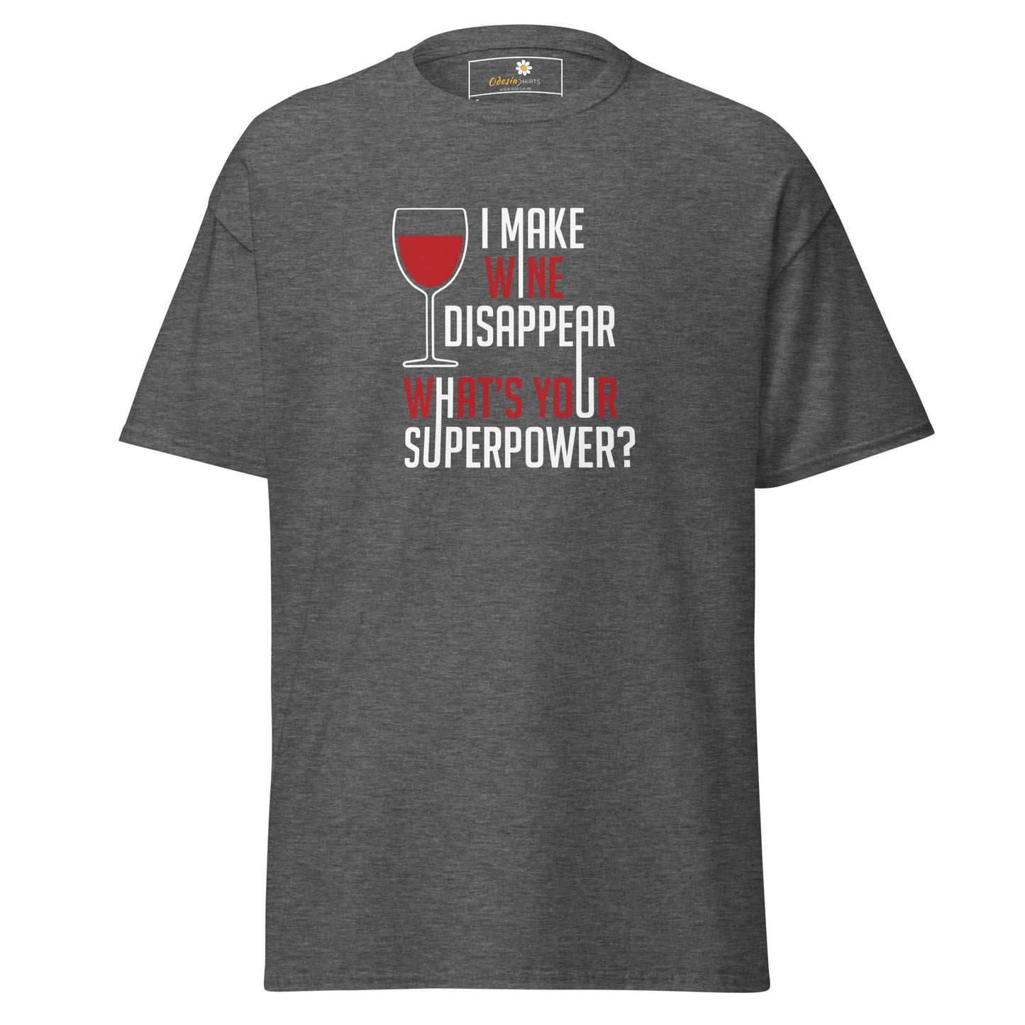 Unisex classic t-shirt - FUN WINE DISSAPEAR - REGULAR - Dark Heather / S