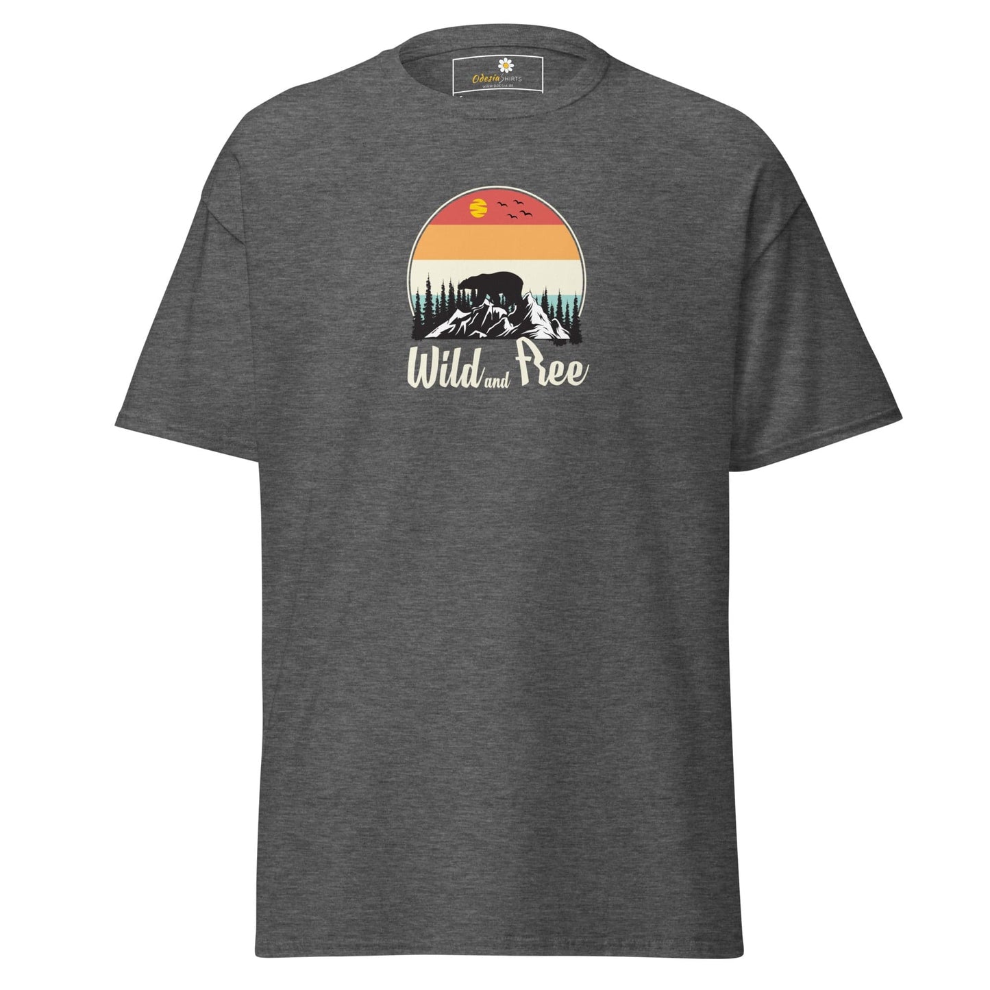 Unisex classic t-shirt - ADVENTURE WILD AND FREE - REGULAR - Dark Heather / S