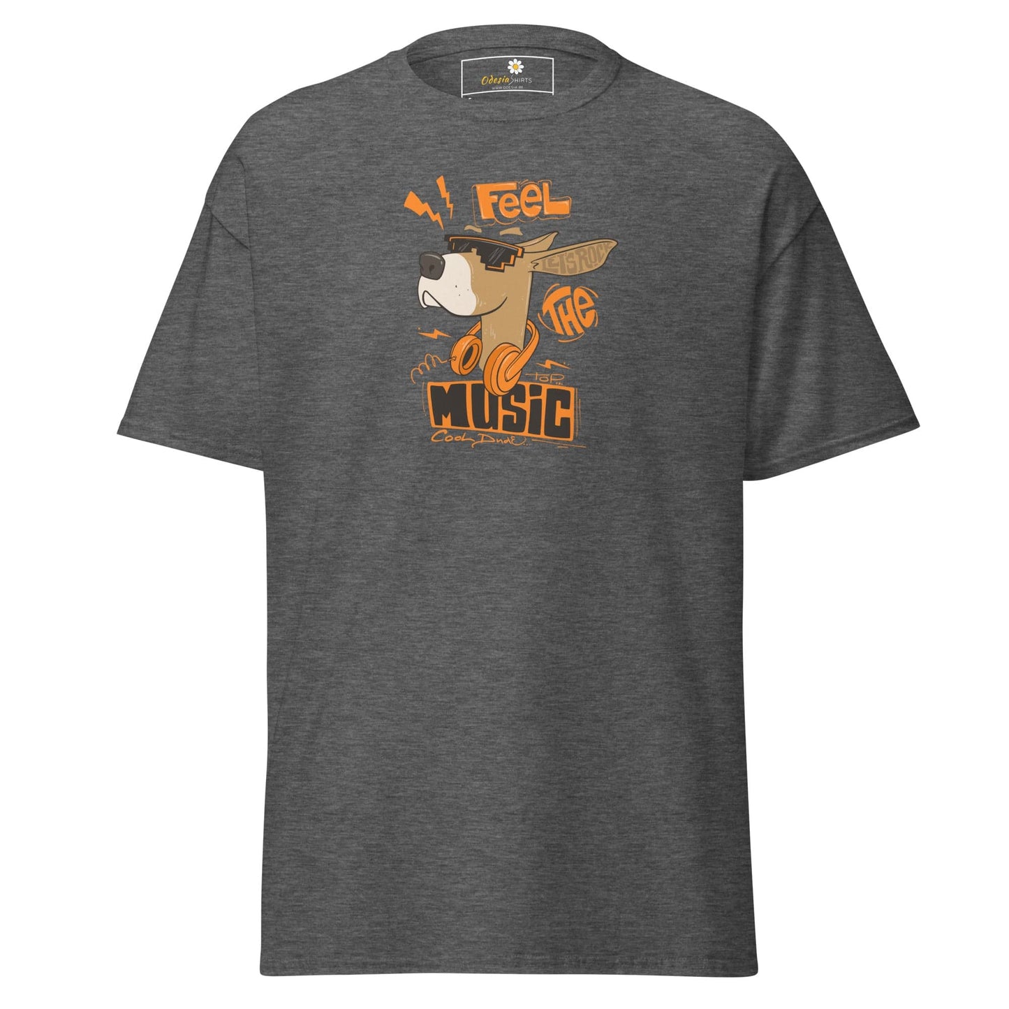 Unisex classic t-shirt - MUSIC FEEL THE MUSIC - REGULAR - Dark Heather / S