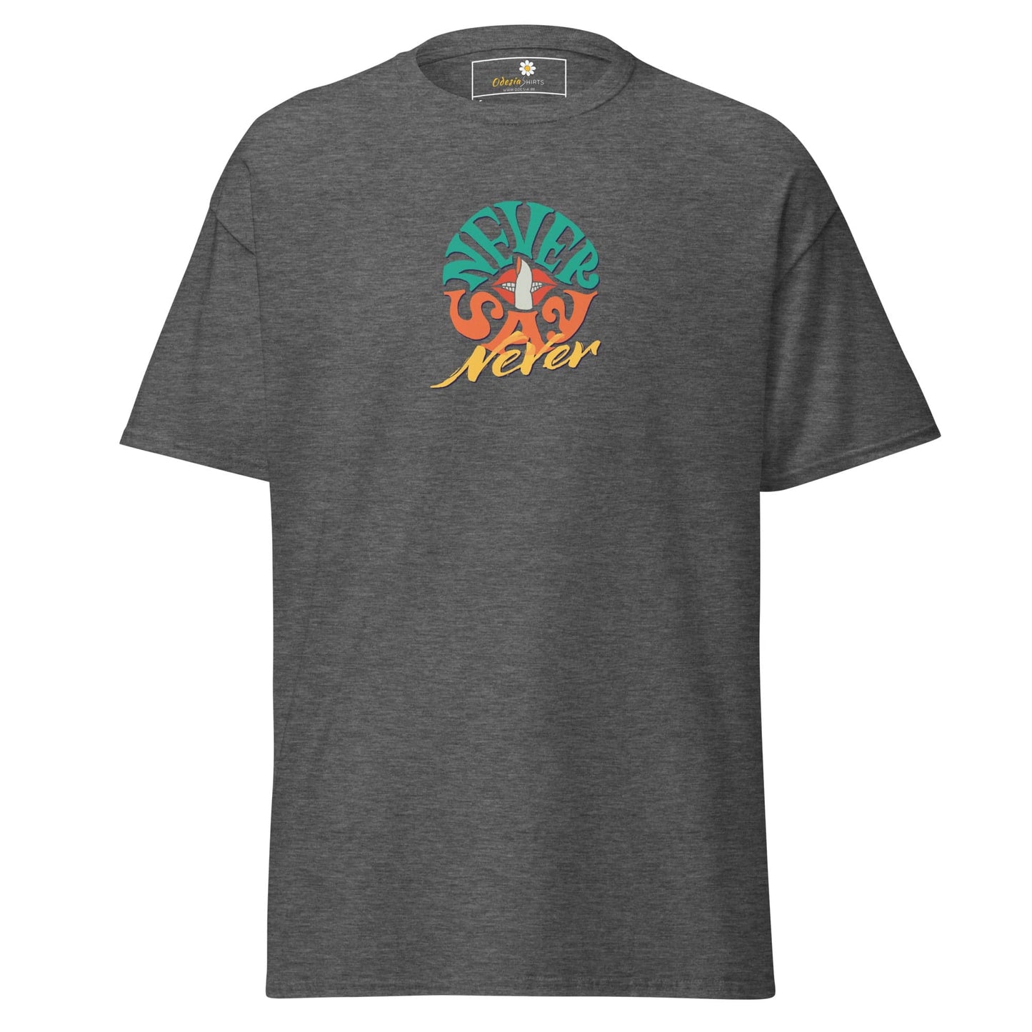 Unisex classic t-shirt - TEXT NEVER SAY NEVER - REGULAR - Dark Heather / S