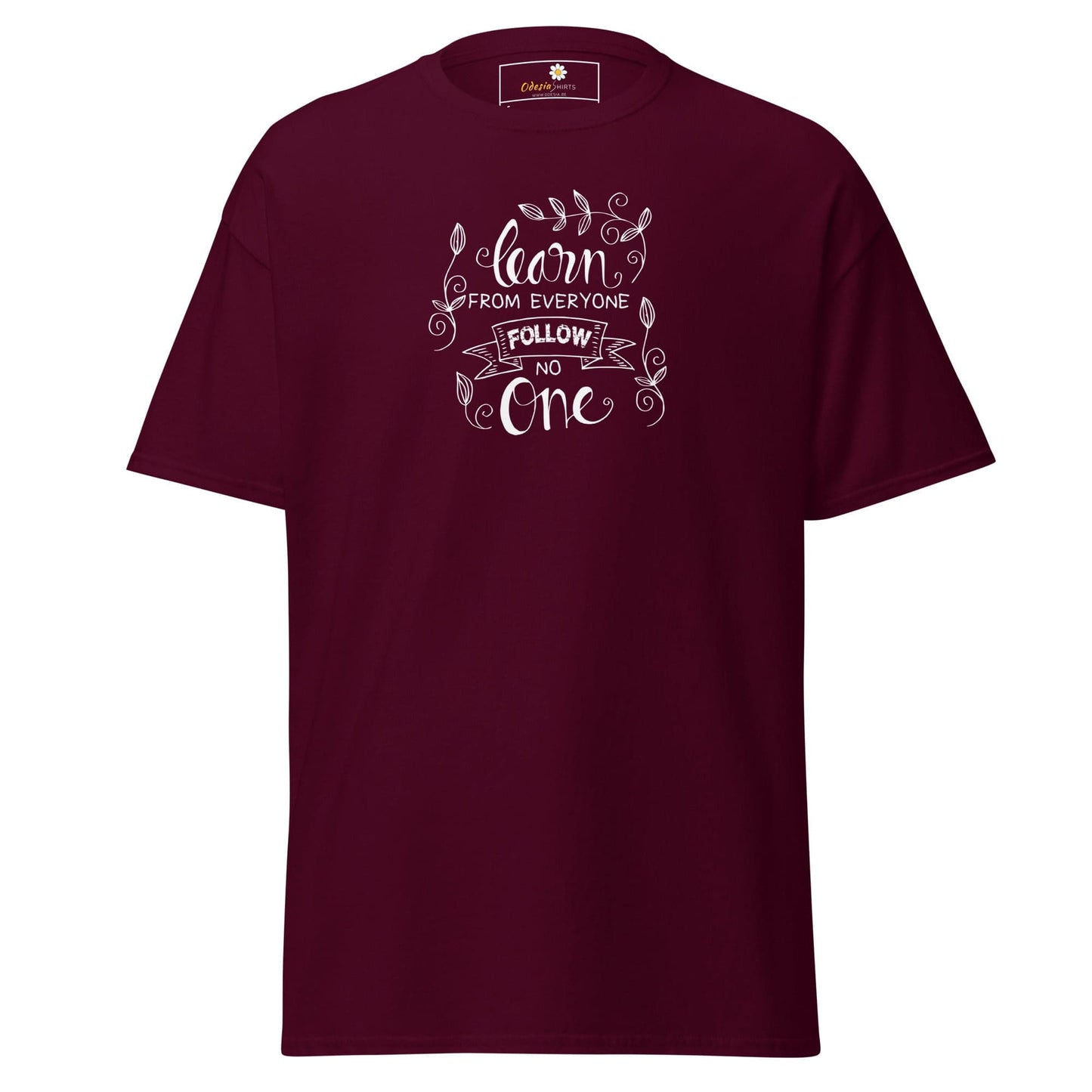 Unisex classic t-shirt - TEXT LEARN FROM EVERYONE - REGULAR - Maroon / S
