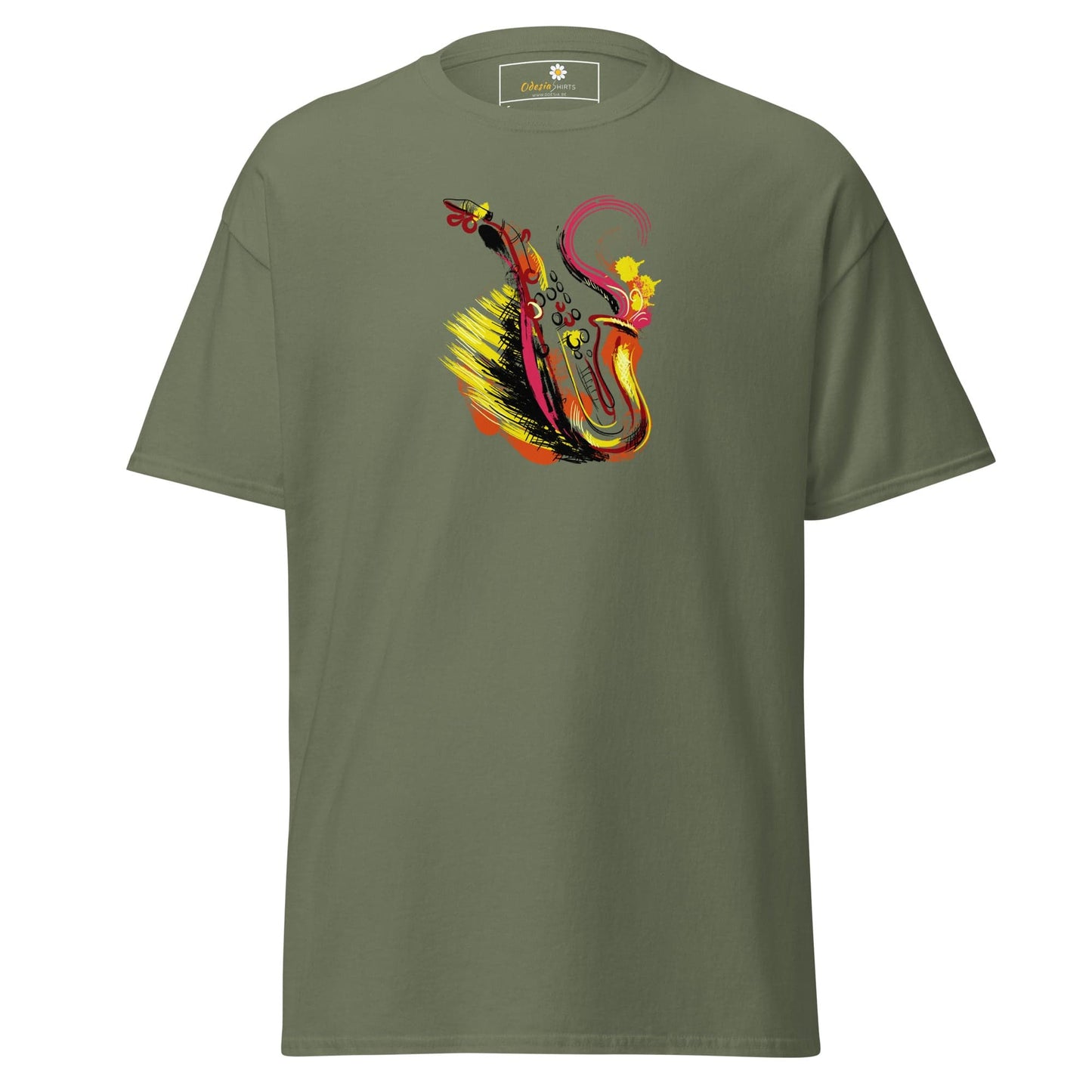 Unisex classic tee - MUSIC SAXOPHONE - REGULAR - Military Green / S