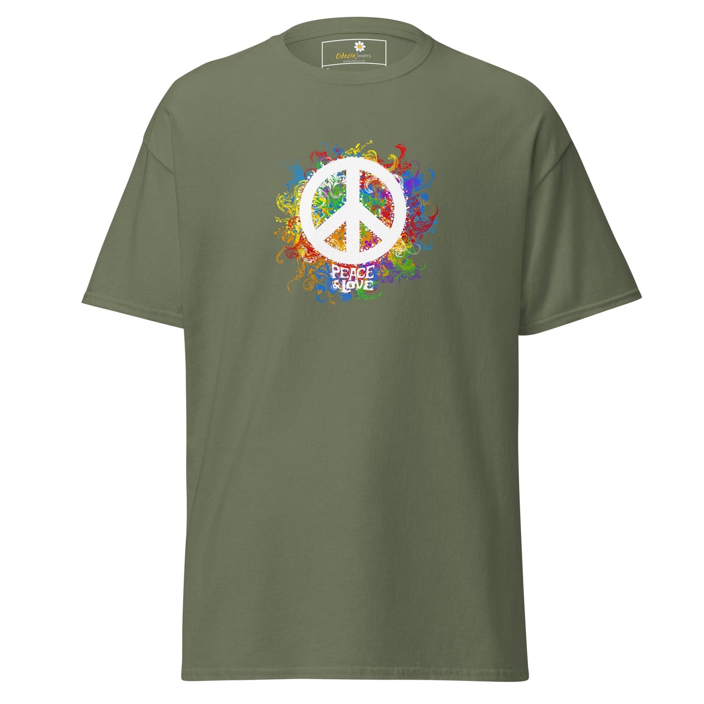 Unisex classic tee - POSITIVE PEACE AND LOVE - REGULAR - Military Green / S