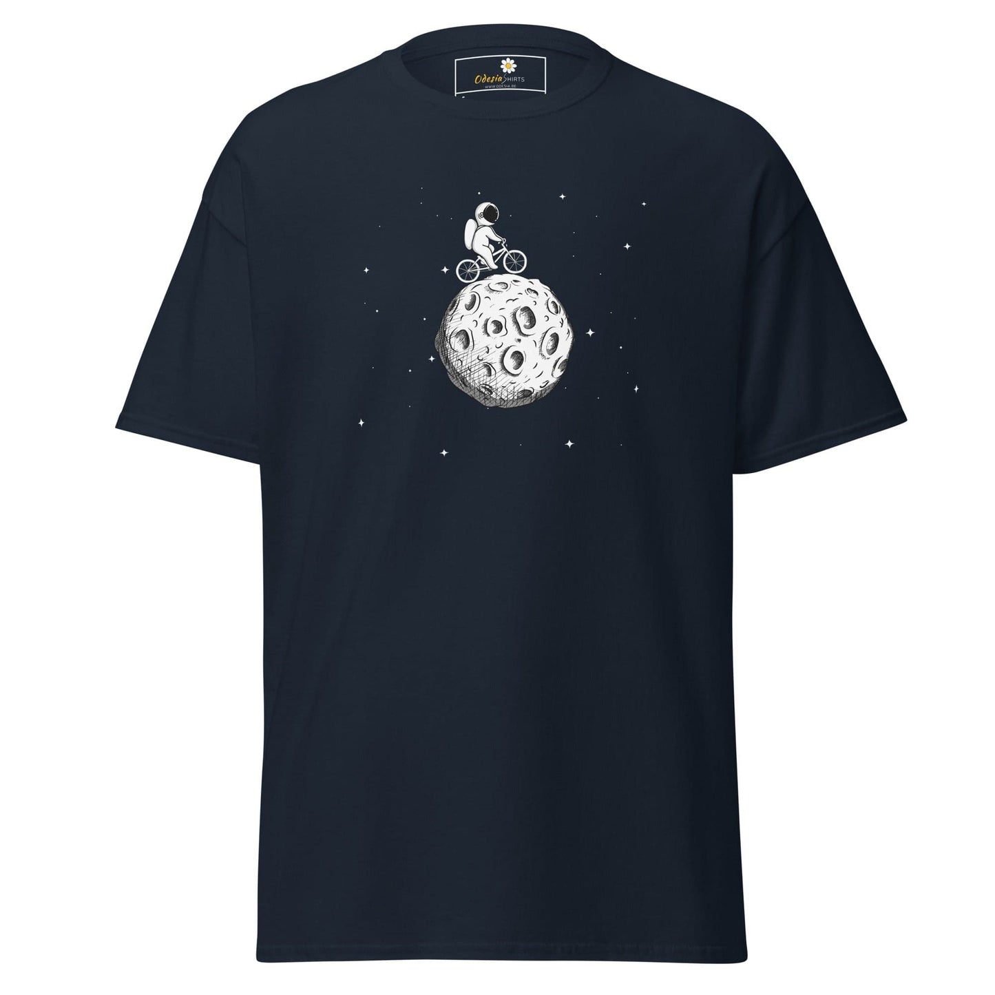 Unisex classic t-shirt - ASTRONAUT RIDING BIKE MOON - REGULAR - Navy / S