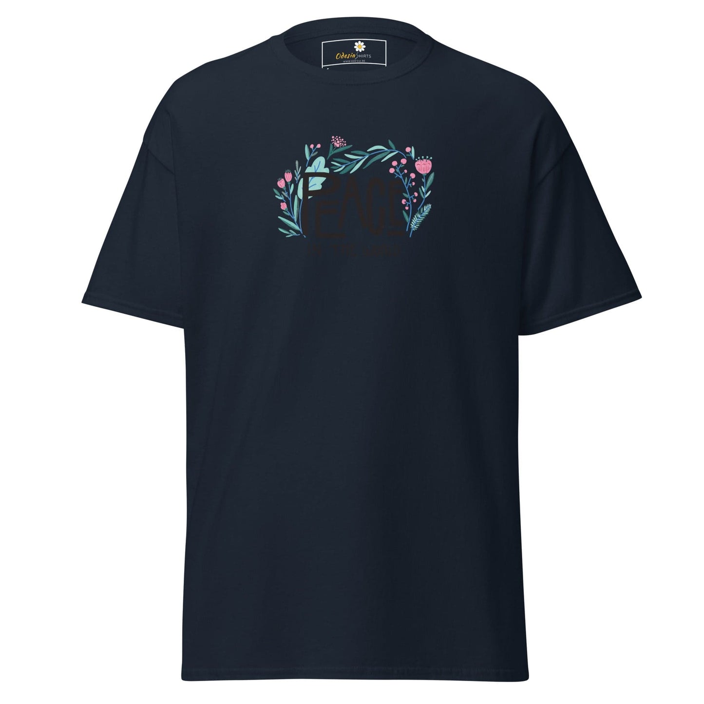Unisex classic tee - POSITIVE TEXT PEACE IN THE WORLD - REGULAR - Navy / S