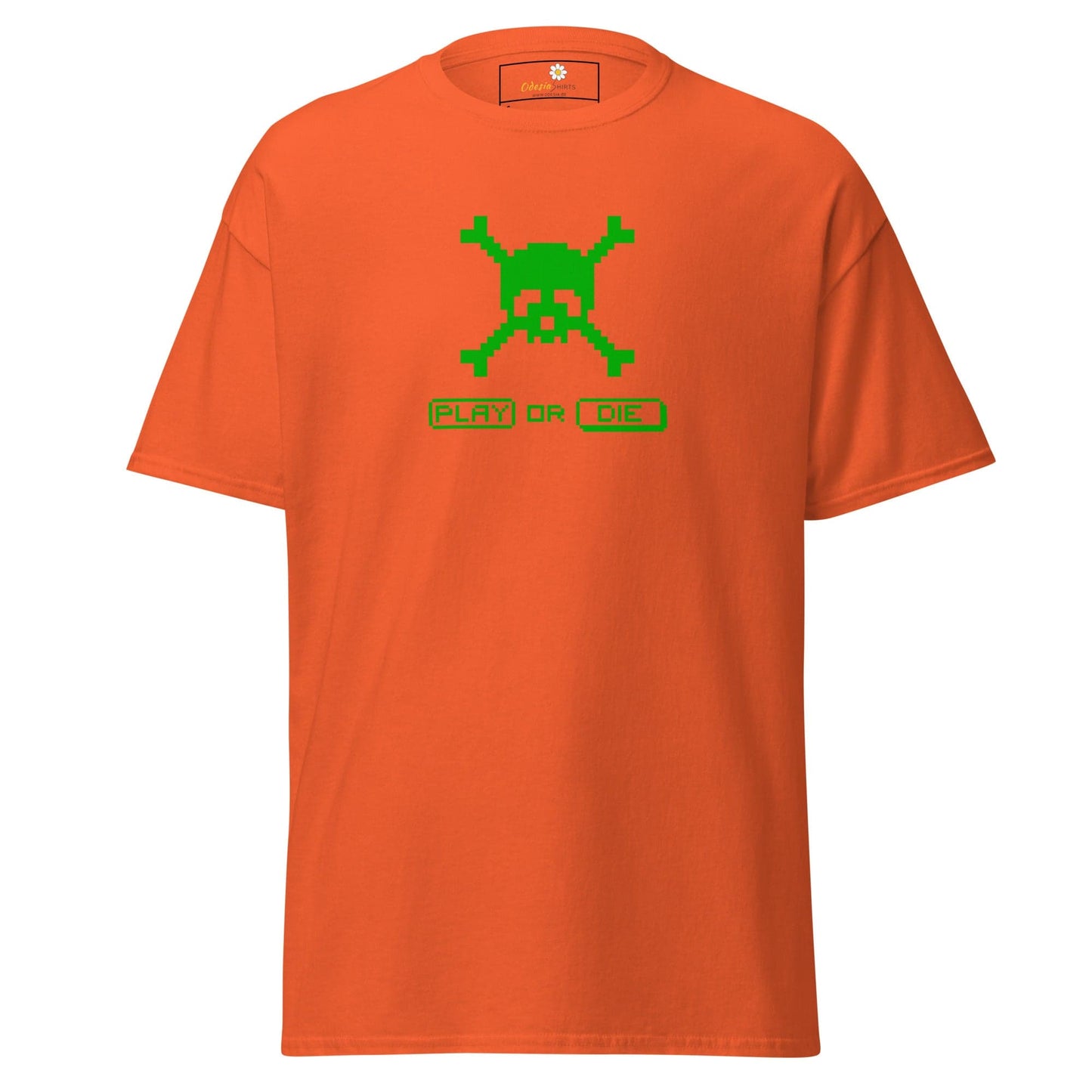 Unisex classic t-shirt - SKULL PLAY OR DIE - REGULAR - Orange / S