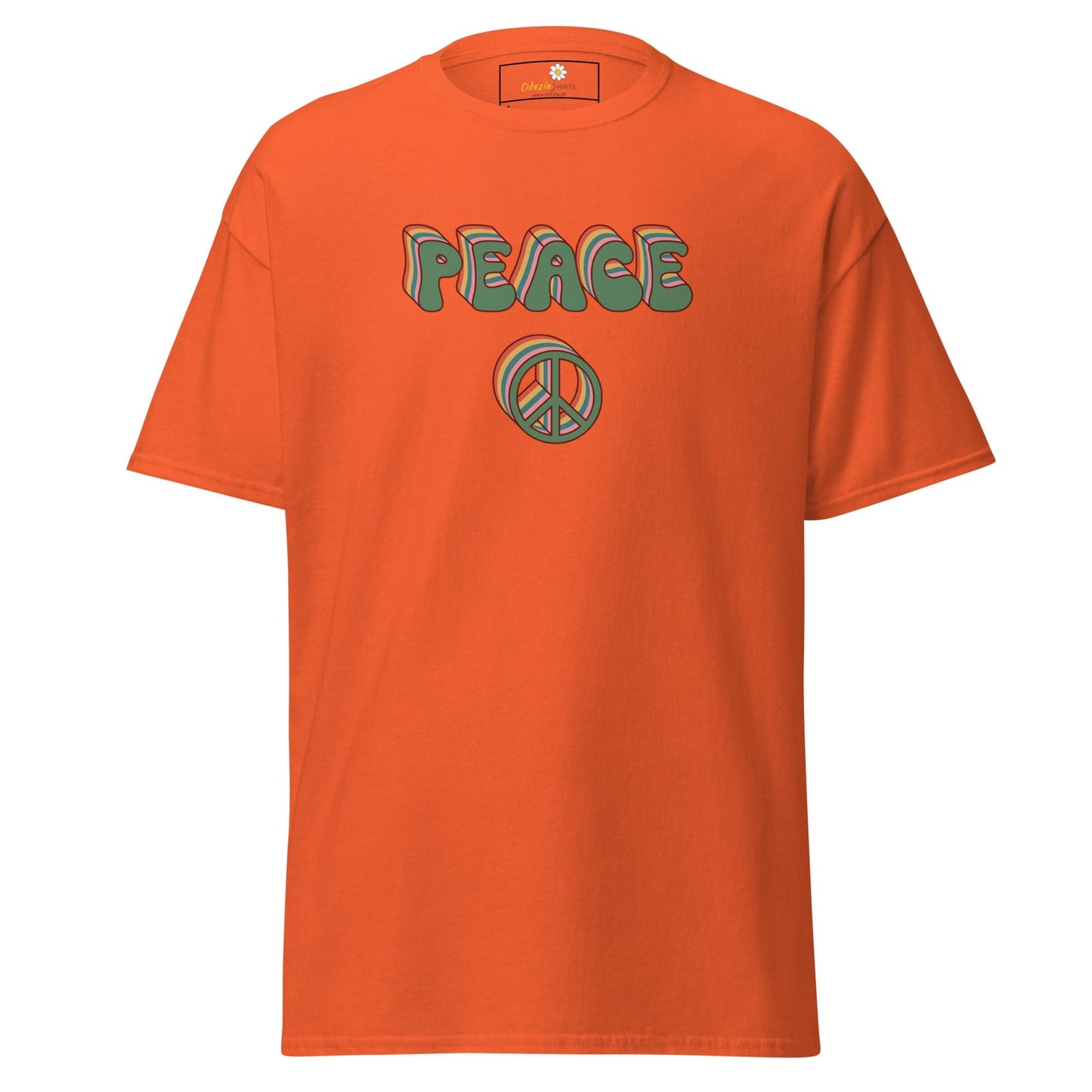 Unisex classic t-shirt - TEXT PEACE - REGULAR - Orange / S