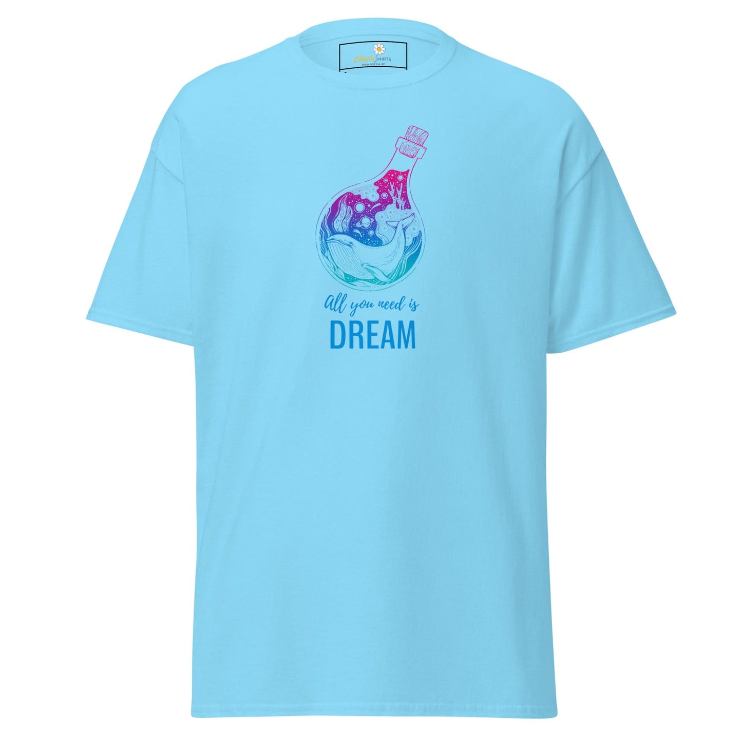 Unisex classic t-shirt - POSITIVE ALL YOU NEED IS A DREAM - REGULAR - Sky / S