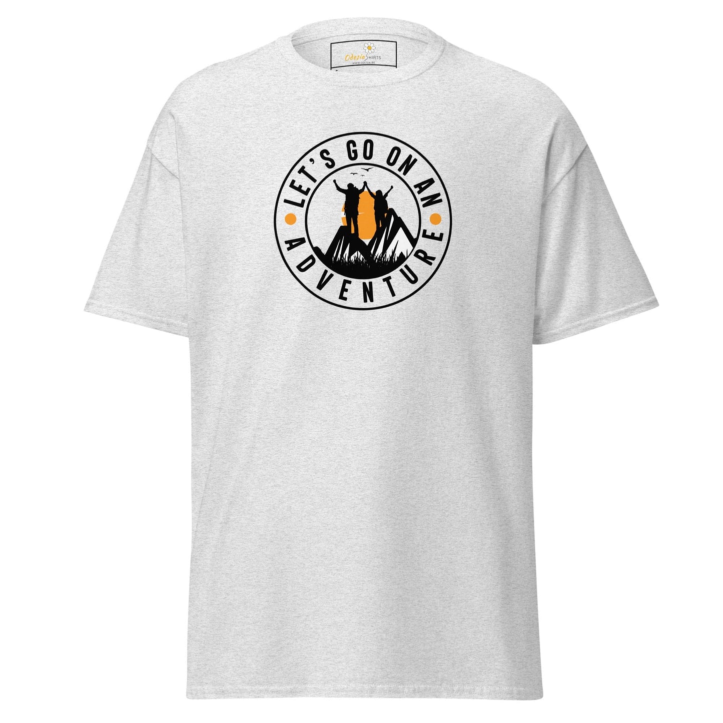 White T-shirt with adventure graphic for Men and Women available in sizes S to XL