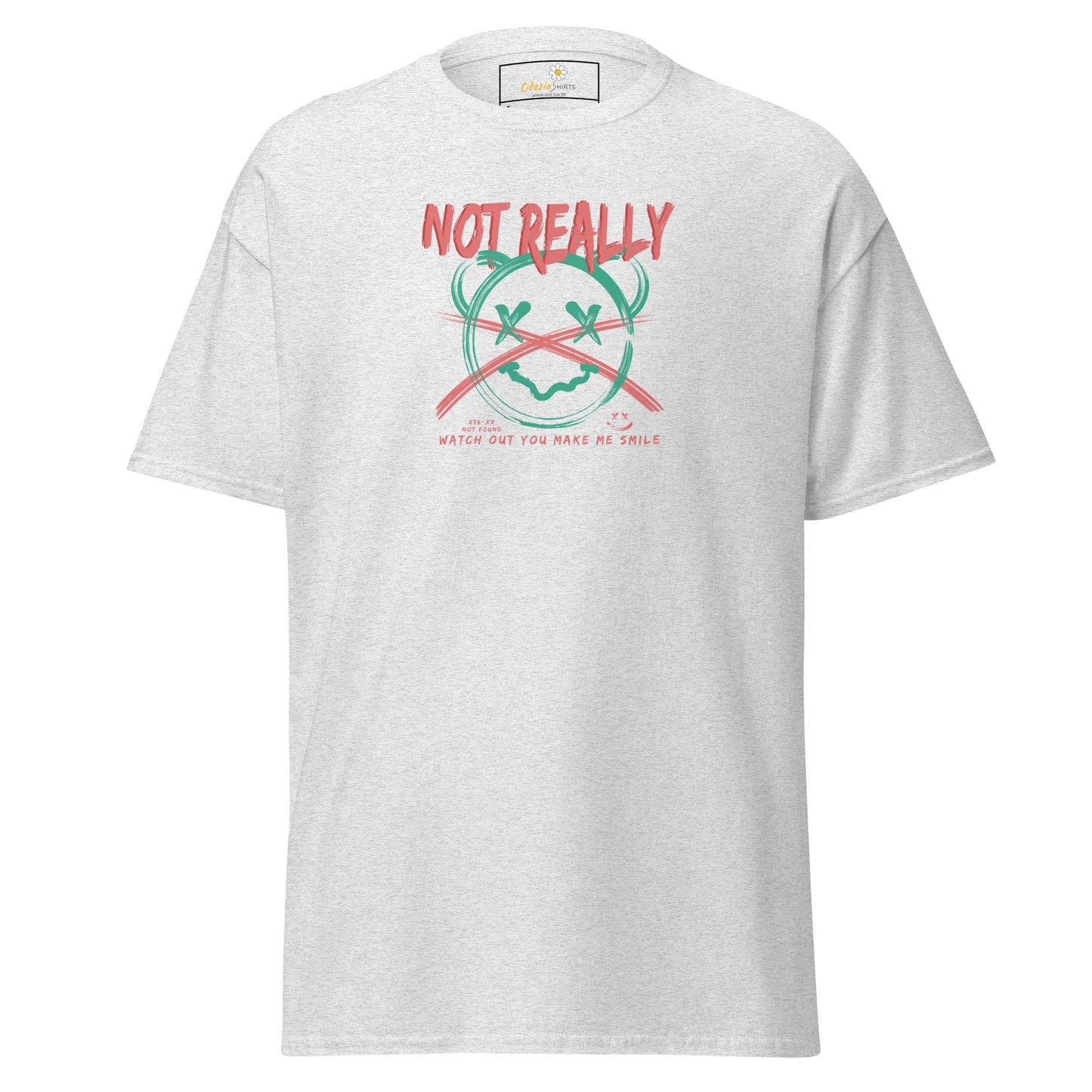 White T-shirt with graphic design, suitable for men and women, available in sizes S to XL