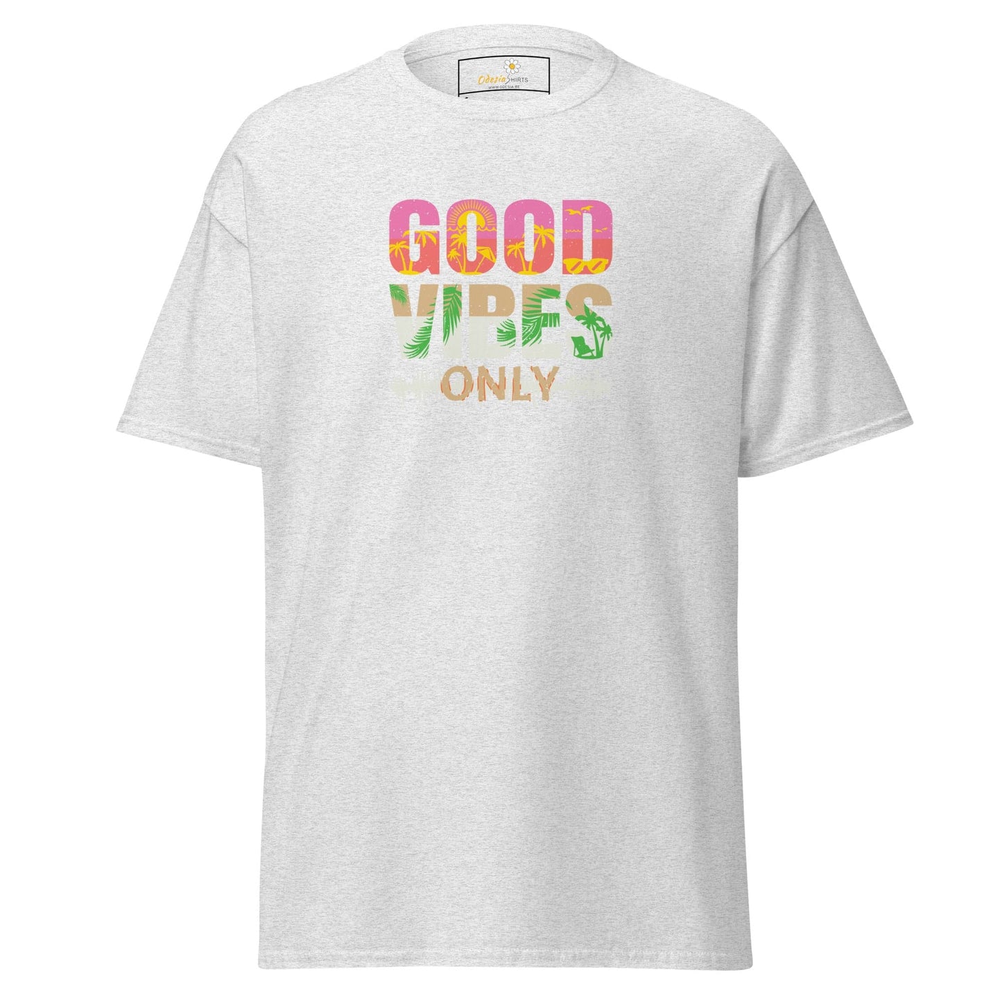 Unisex classic t-shirt - TEXT POSITIVE GOOD VIBES ONLY - REGULAR - Ash / S