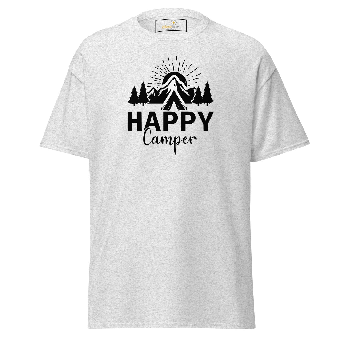 White T-shirt with camping graphic for men and women in sizes S to XL