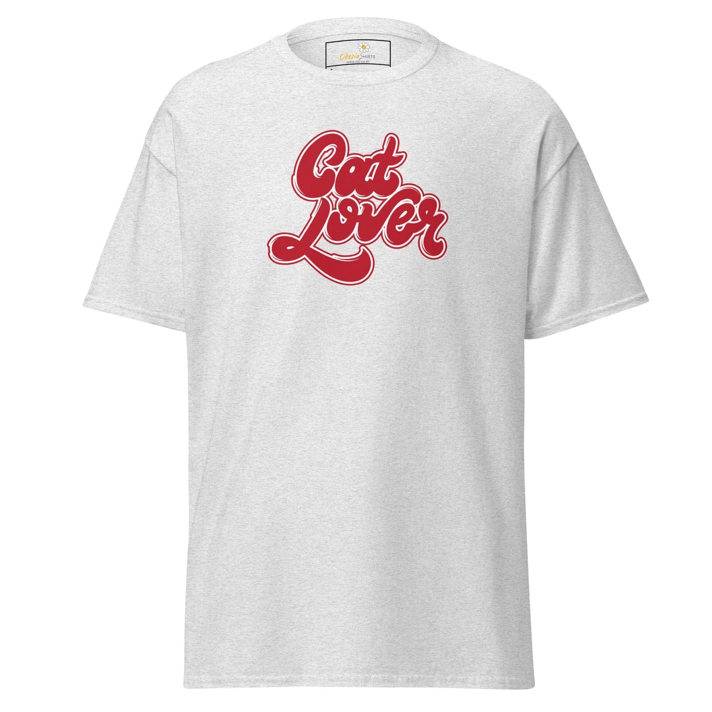 White T-shirt with Cat Lover text, perfect for men and women in S to XL sizes