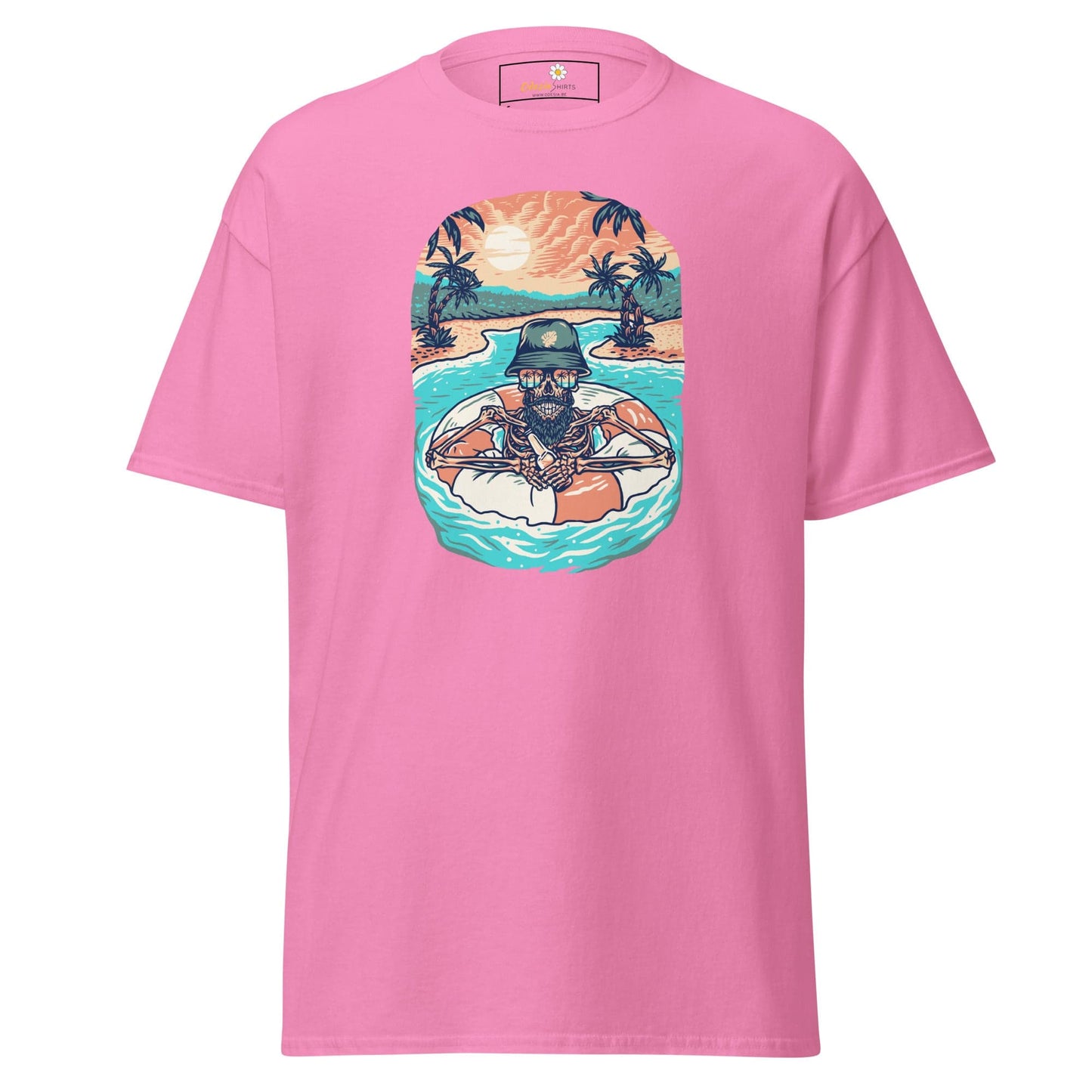 Unisex classic tshirt - SKULL SUMMER POOL - REGULAR - Azalea / S