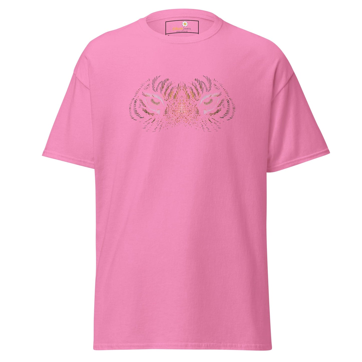 Pink T-shirt with symmetrical design for men and women in sizes S to XL