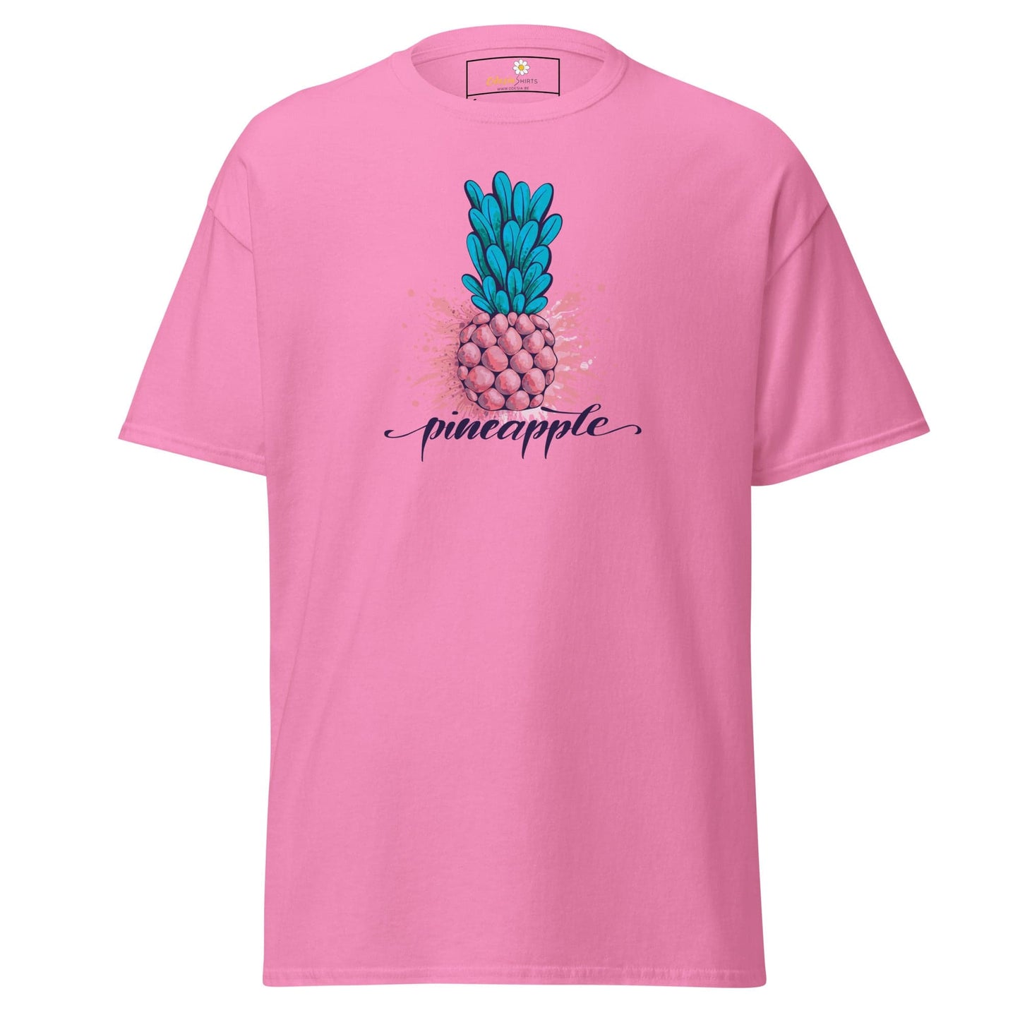 Pink T-shirt with pineapple design for Men and Women in sizes S to XL