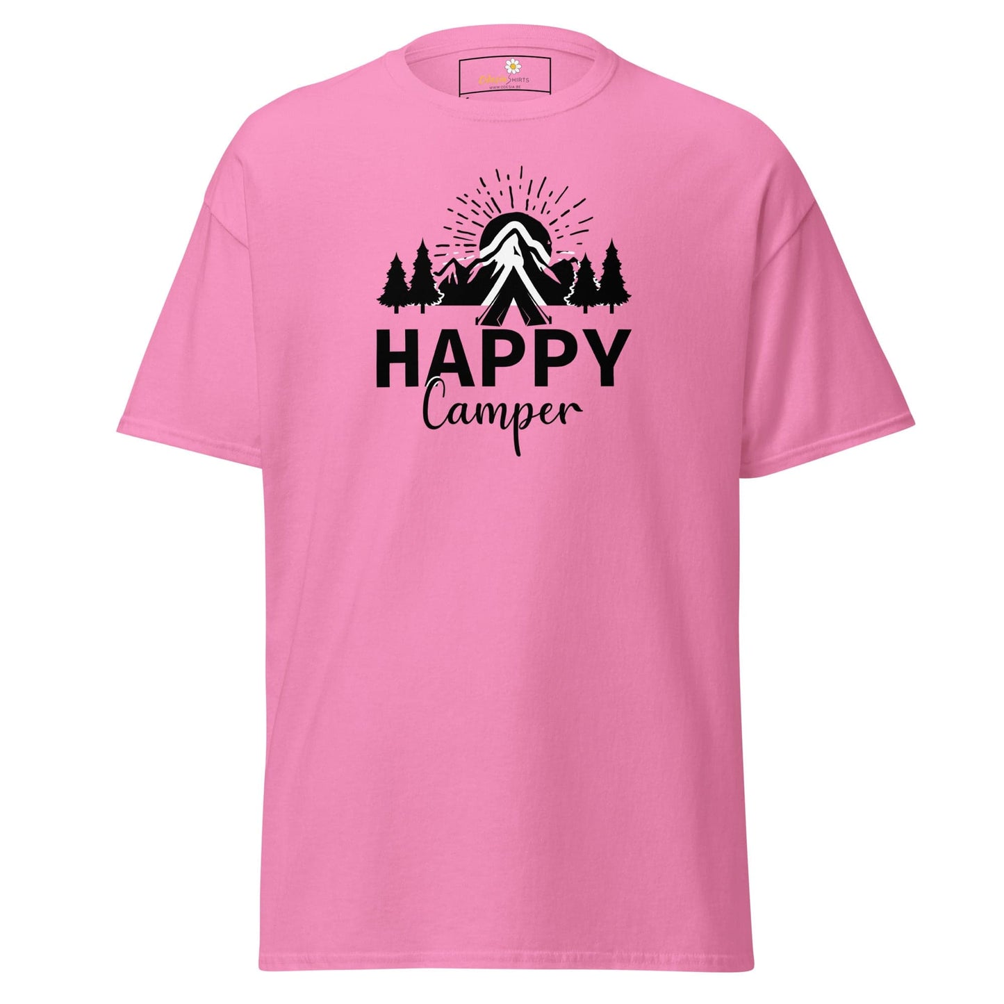 Pink T-shirt with camping graphic from T-SHIRT DESIGN TEE for Men and Women S to XL