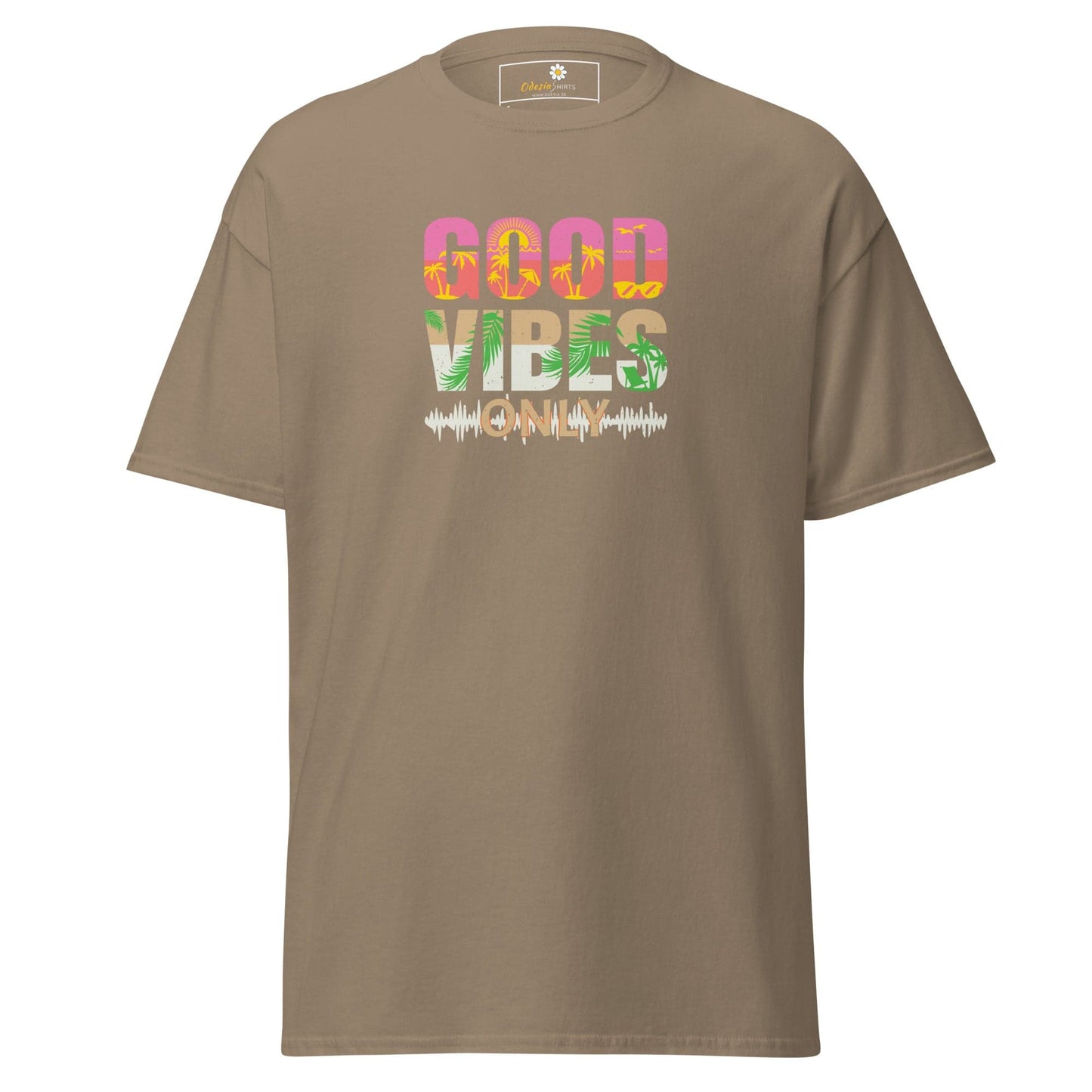 Unisex classic t-shirt - TEXT POSITIVE GOOD VIBES ONLY - REGULAR - Brown Savana / S