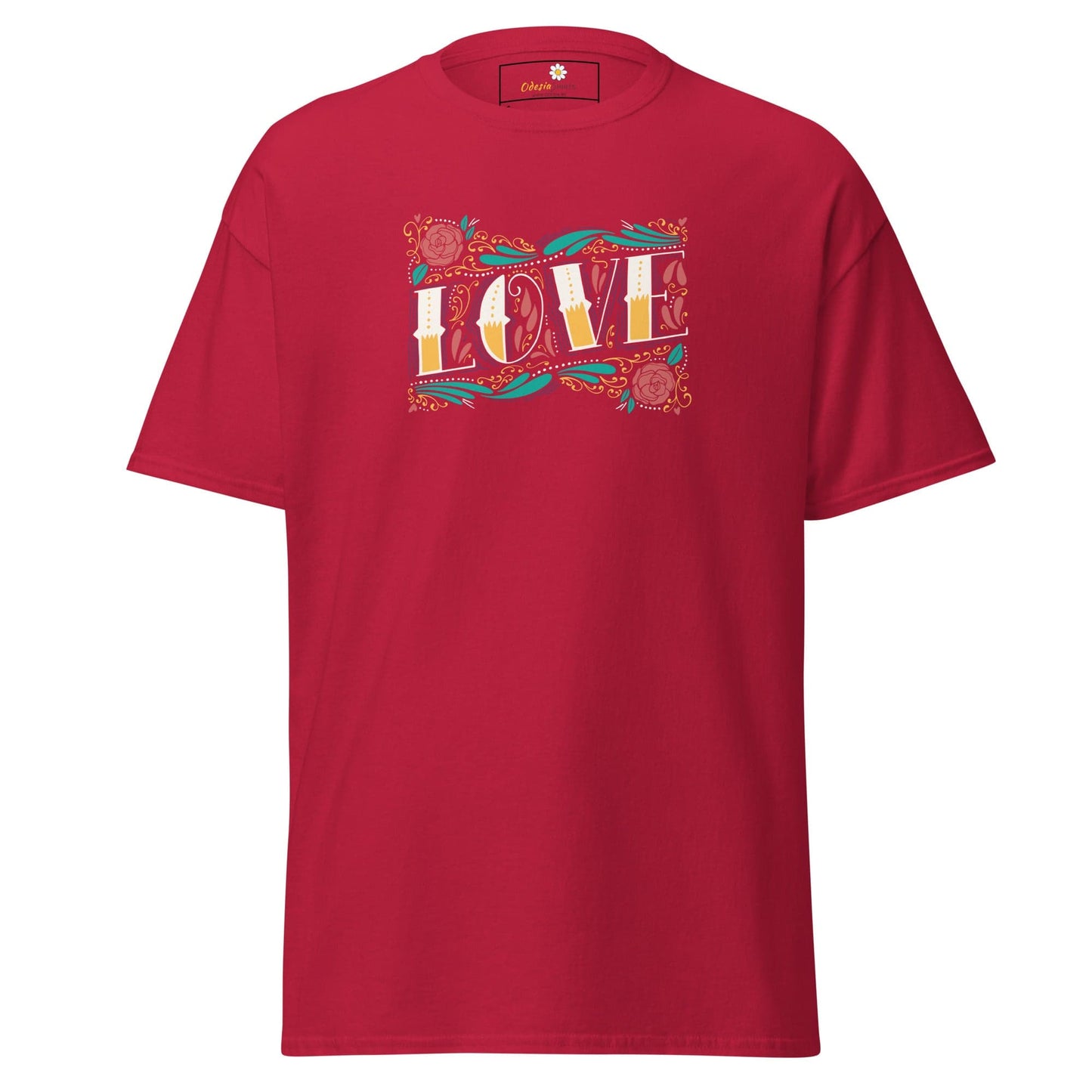 Unisex classic t-shirt - TEXT LOVE FLOWERS - REGULAR - Cardinal / S