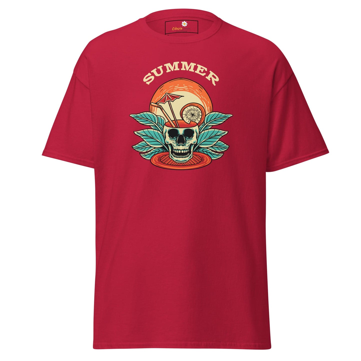 Unisex classic t-shirt - SKULL SUMMER DRINK - REGULAR - Cardinal / S