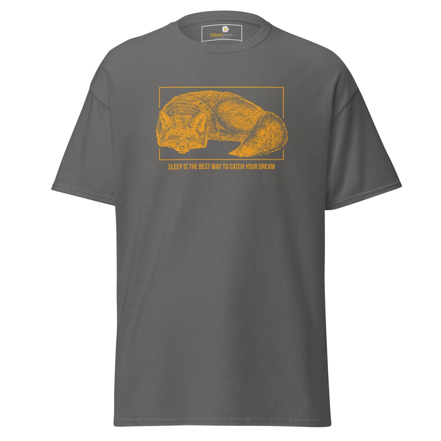 Gray T-shirt with fox graphic displayed in T-SHIRT DESIGN TEE for Men and Women S-XL