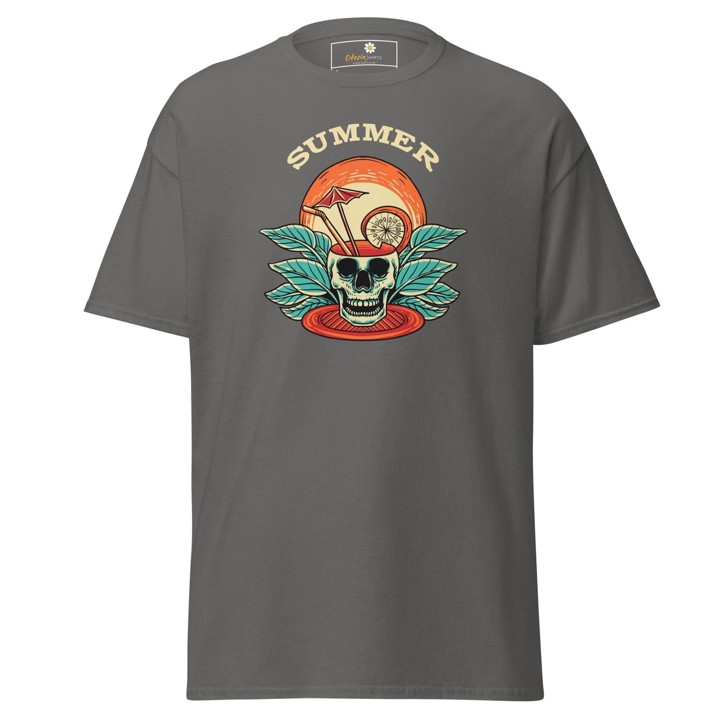 Unisex classic t-shirt - SKULL SUMMER DRINK - REGULAR - Charcoal / S