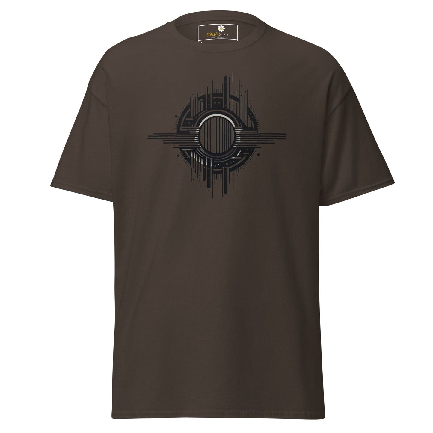 Unisex classic t-shirt - ABSTRACT SPHERE LINES - REGULAR - Dark Chocolate / S