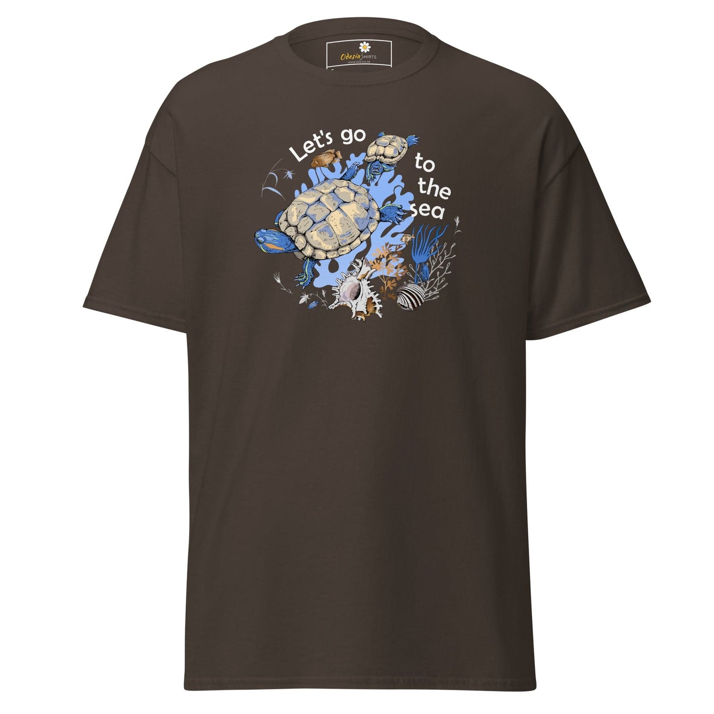 Unisex classic t-shirt - WILD LIFE TORTOISE LET GO SEA - REGULAR - Dark Chocolate / S