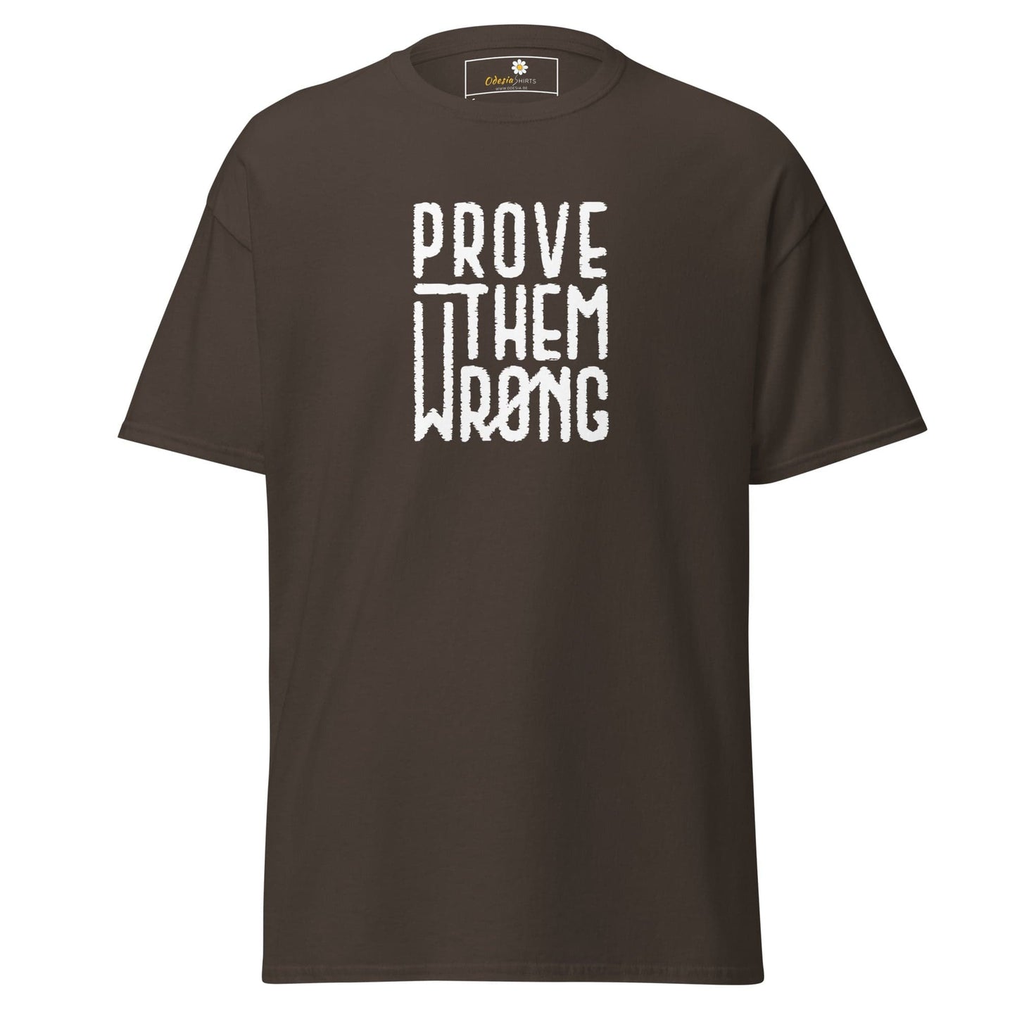 Brown T-shirt with white text from T-SHIRT DESIGN TEE for Man and Woman in S to XL sizes