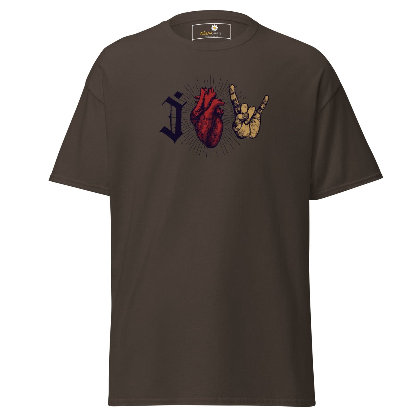 Unisex classic t-shirt - MUSIC I LOVE ROCK AND ROLL - REGULAR - Dark Chocolate / S