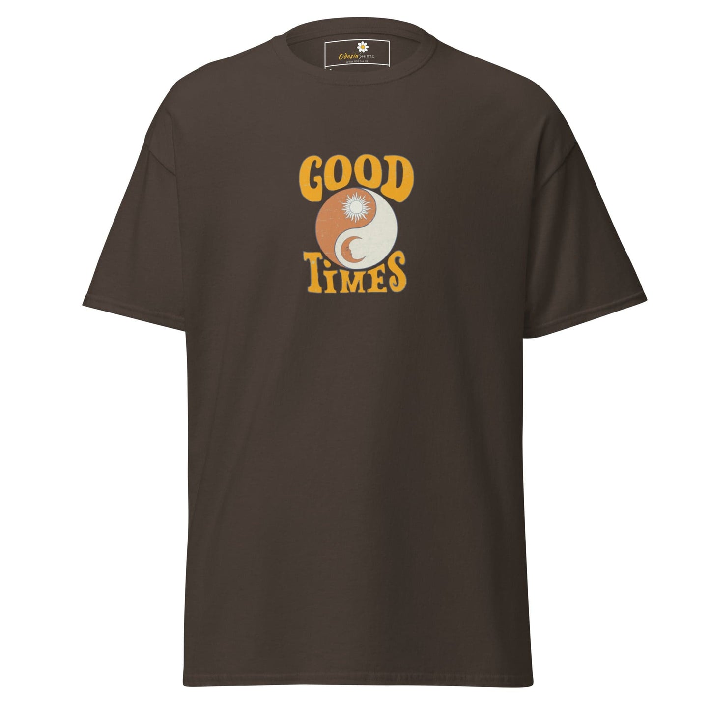 Unisex classic t-shirt - POSITIVE GOOD TIMES YIN YANG - REGULAR - Dark Chocolate / S