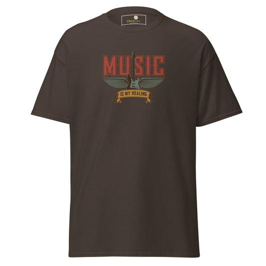 Unisex classic t-shirt - MUSIC GEAR HEALING - REGULAR - Dark Chocolate / S