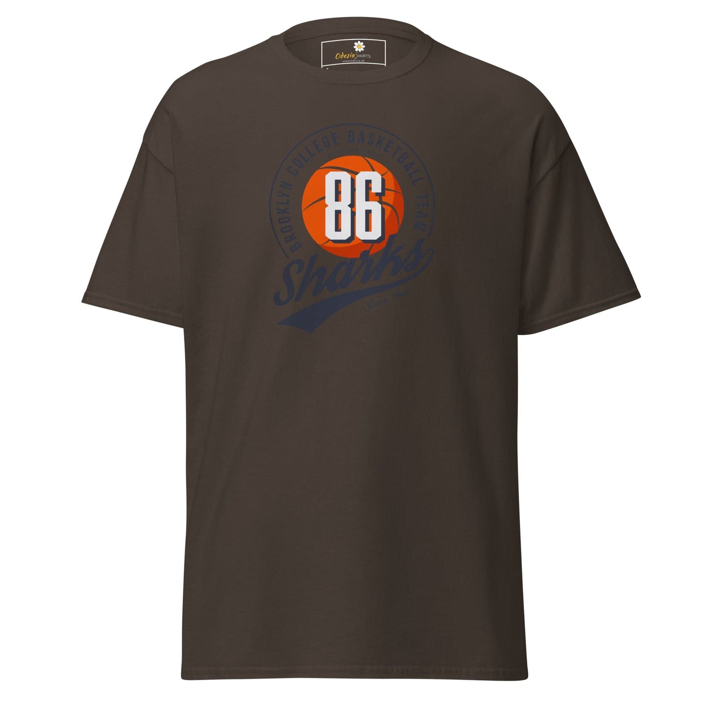 Unisex classic t-shirt - SPORT 86 SHARKS - REGULAR - Dark Chocolate / S