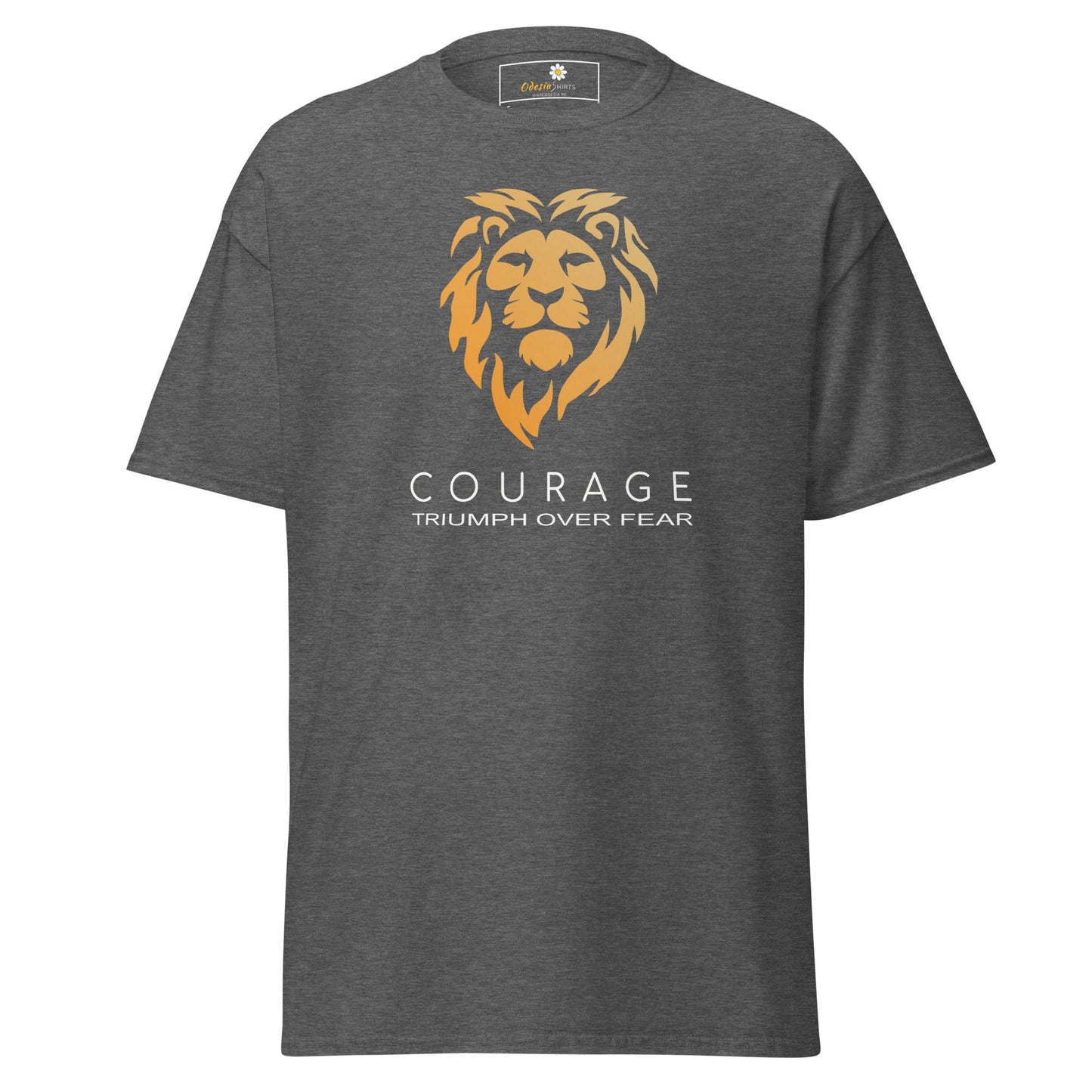 Gray T-shirt with lion graphic, suitable for Men and Women in sizes S to XL